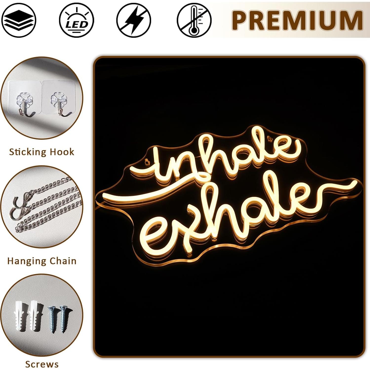 Letrero de Neón Inhalar Exhalar LED 37.5x32.5cm PMCVYH