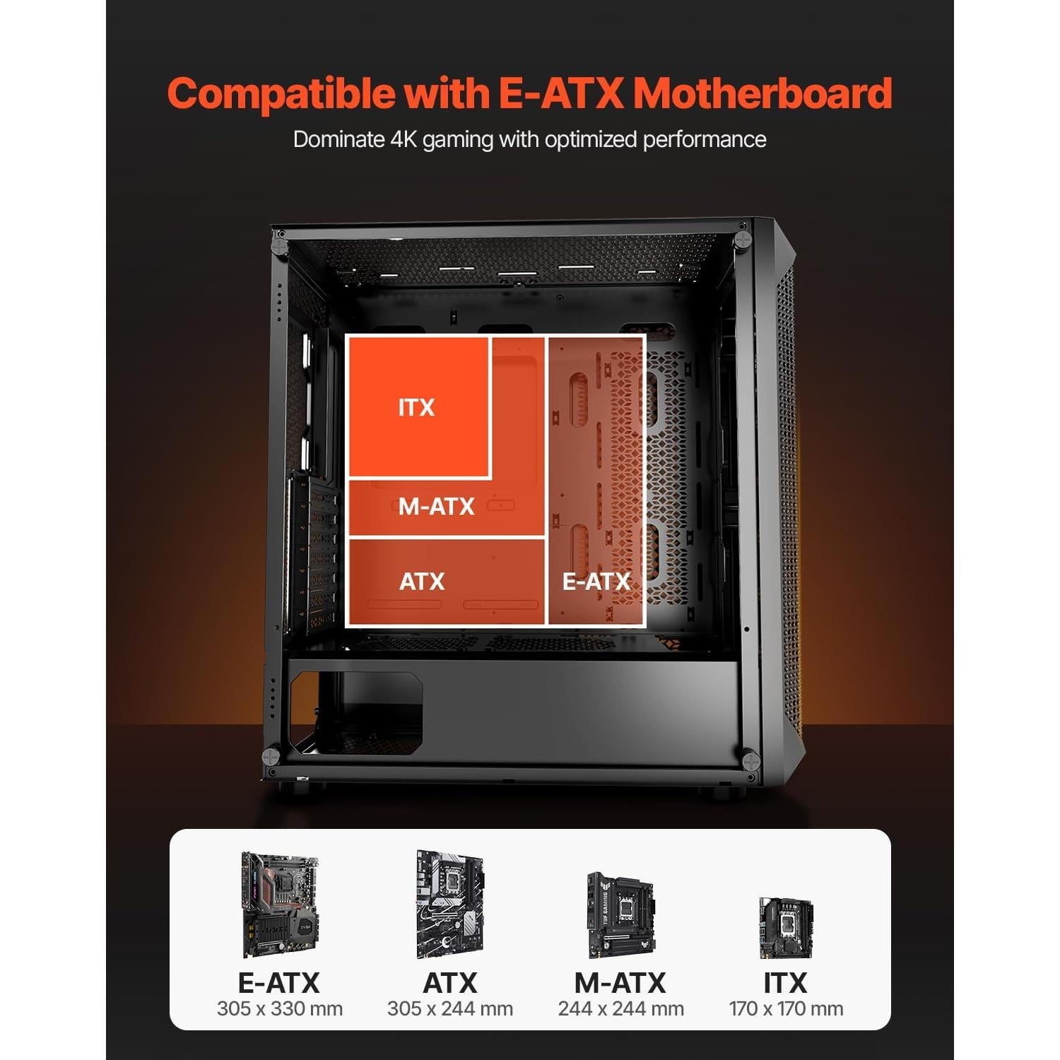 Caja de Juegos para PC VEVOR Torre Completa 3 Ventiladores PWM