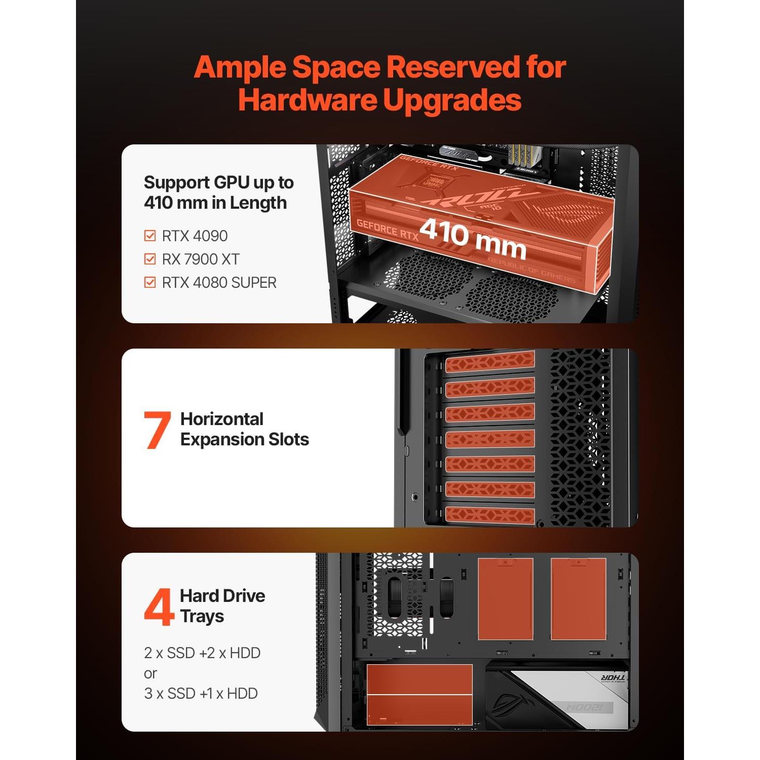 Caja de Juegos para PC VEVOR Torre Completa 3 Ventiladores PWM
