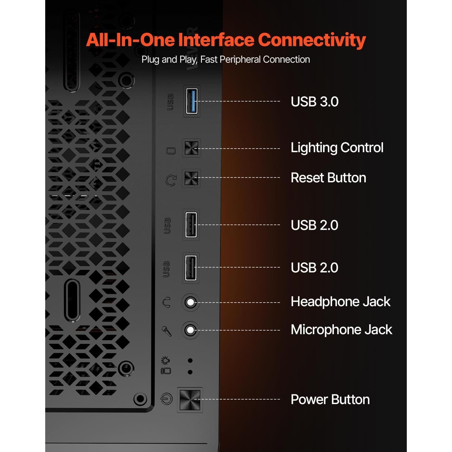 Caja de Juegos para PC VEVOR Torre Completa 3 Ventiladores PWM