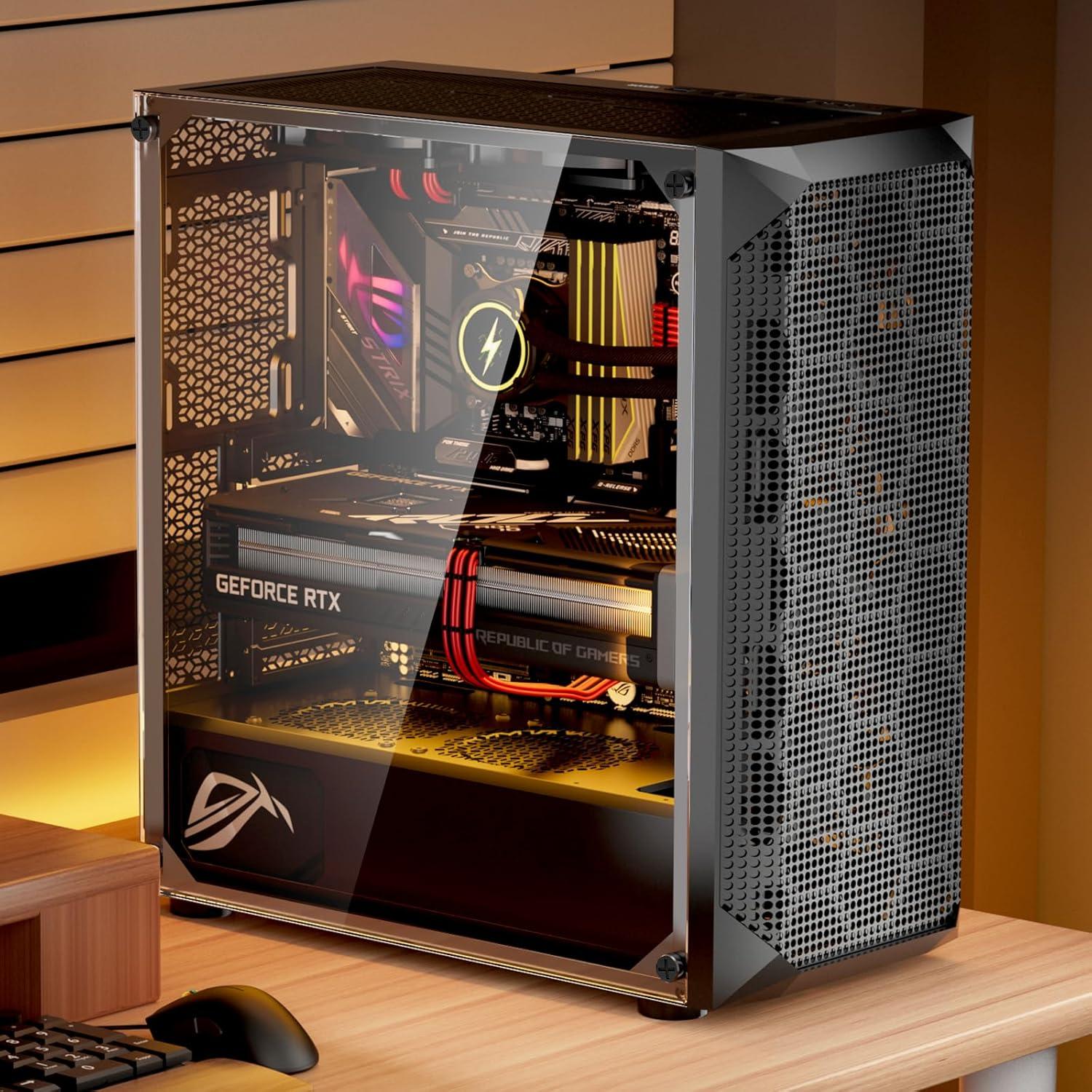 Caja de Juegos para PC VEVOR Torre Completa 3 Ventiladores PWM