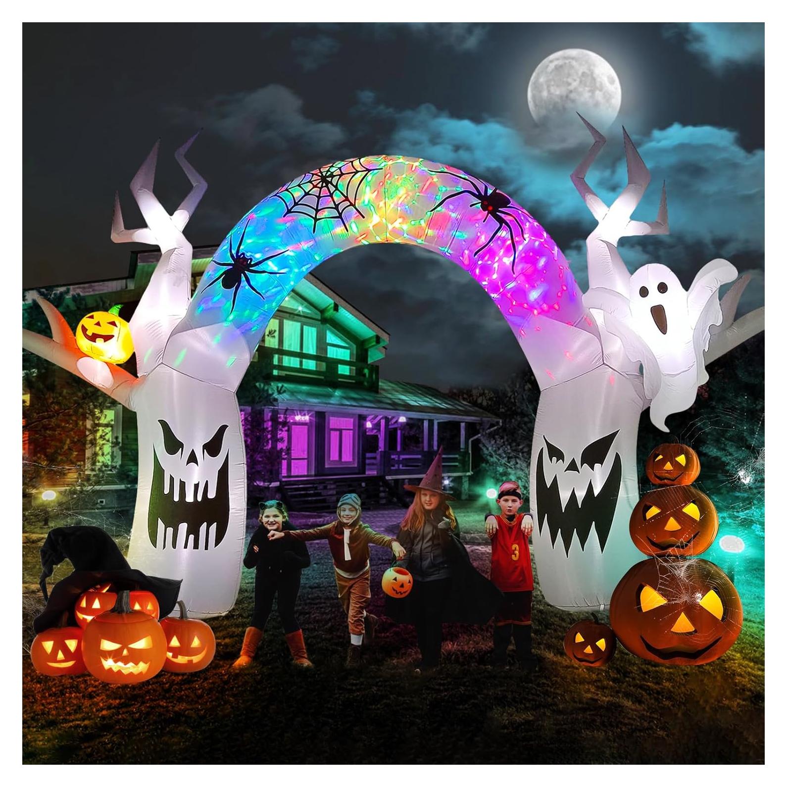 EBANKU Decoración Inflable Halloween 5.18m Fantasma Colorido LED