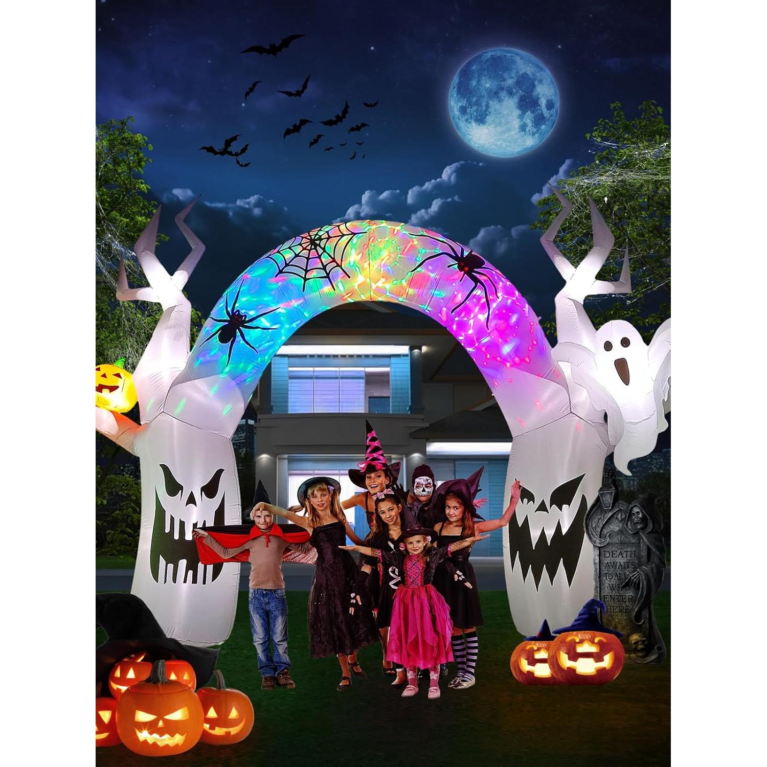 EBANKU Decoración Inflable Halloween 5.18m Fantasma Colorido LED