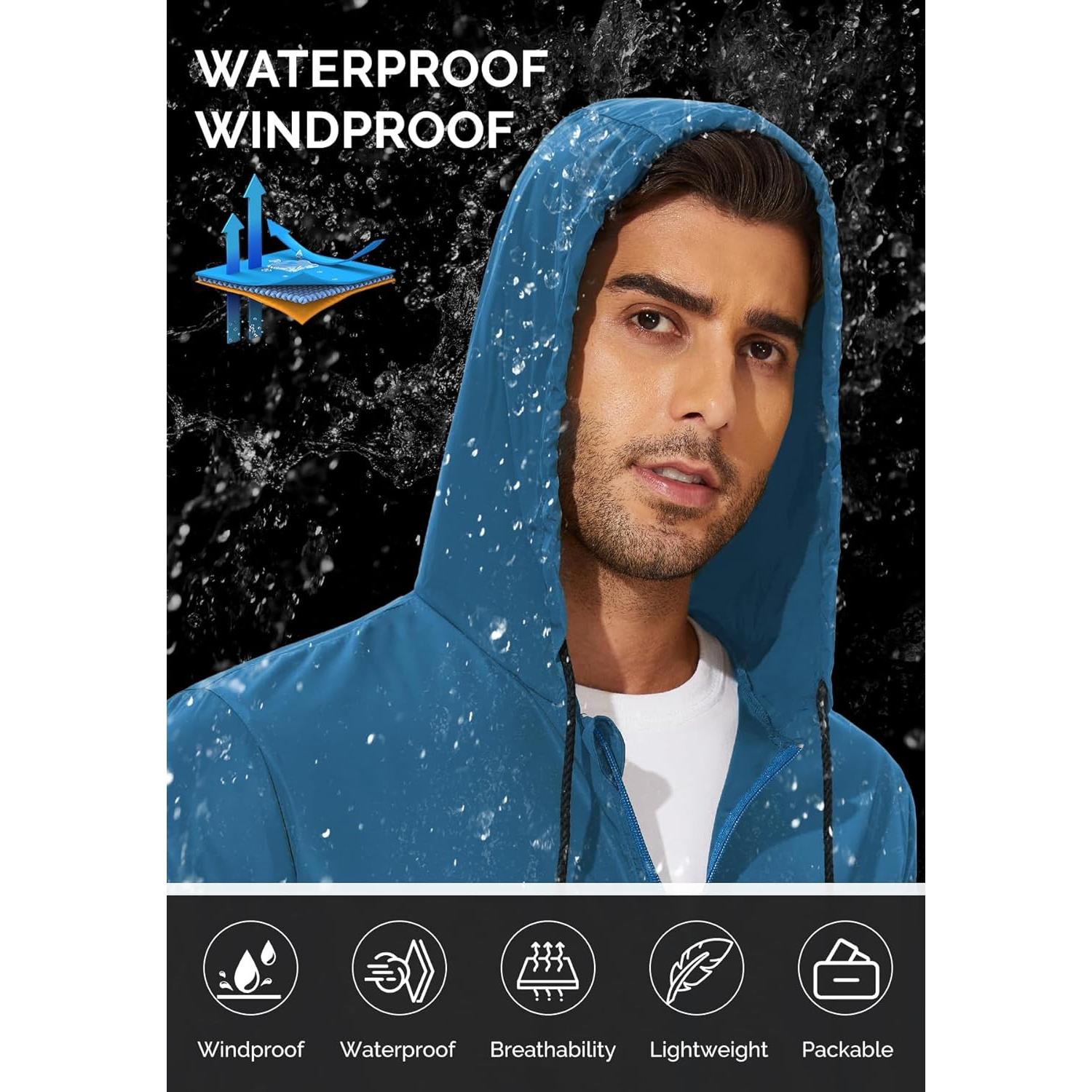 Chaqueta Impermeable Zando Hombre Ligera Plegable Azul