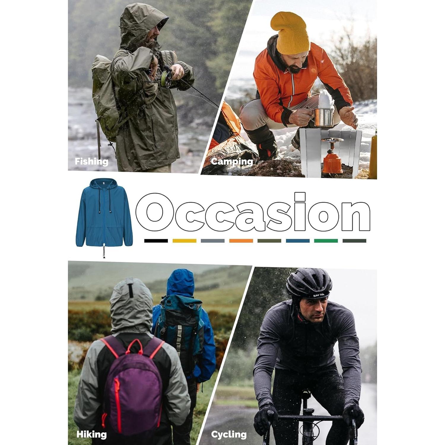 Chaqueta Impermeable Zando Hombre Ligera Plegable Azul