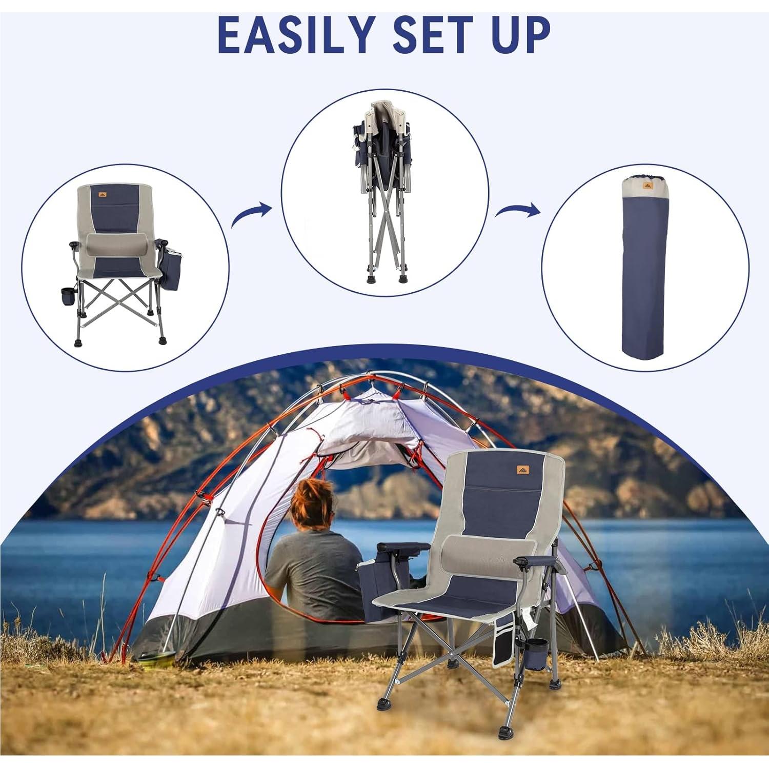 Silla de Camping Plegable Ablazer Soporta 158.76 kg Azul y Gris