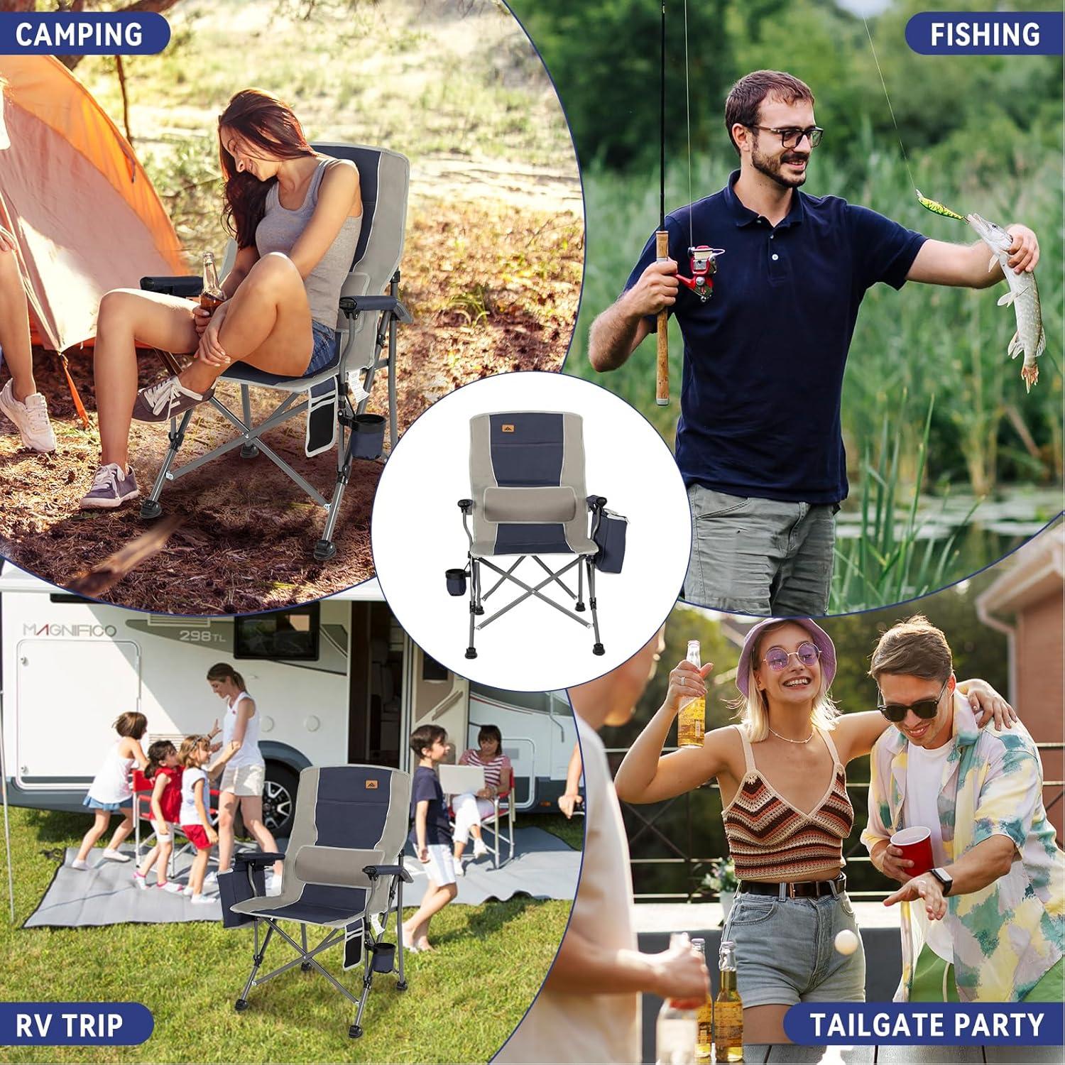 Silla de Camping Plegable Ablazer Soporta 158.76 kg Azul y Gris