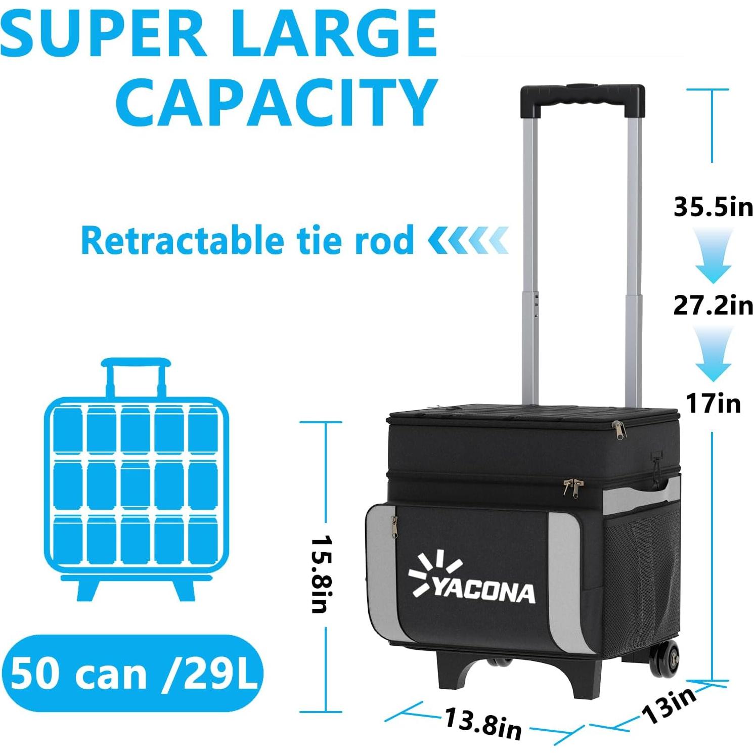 Enfriador Rodante Doerpuz 60L Aislado Plegable Negro Gris