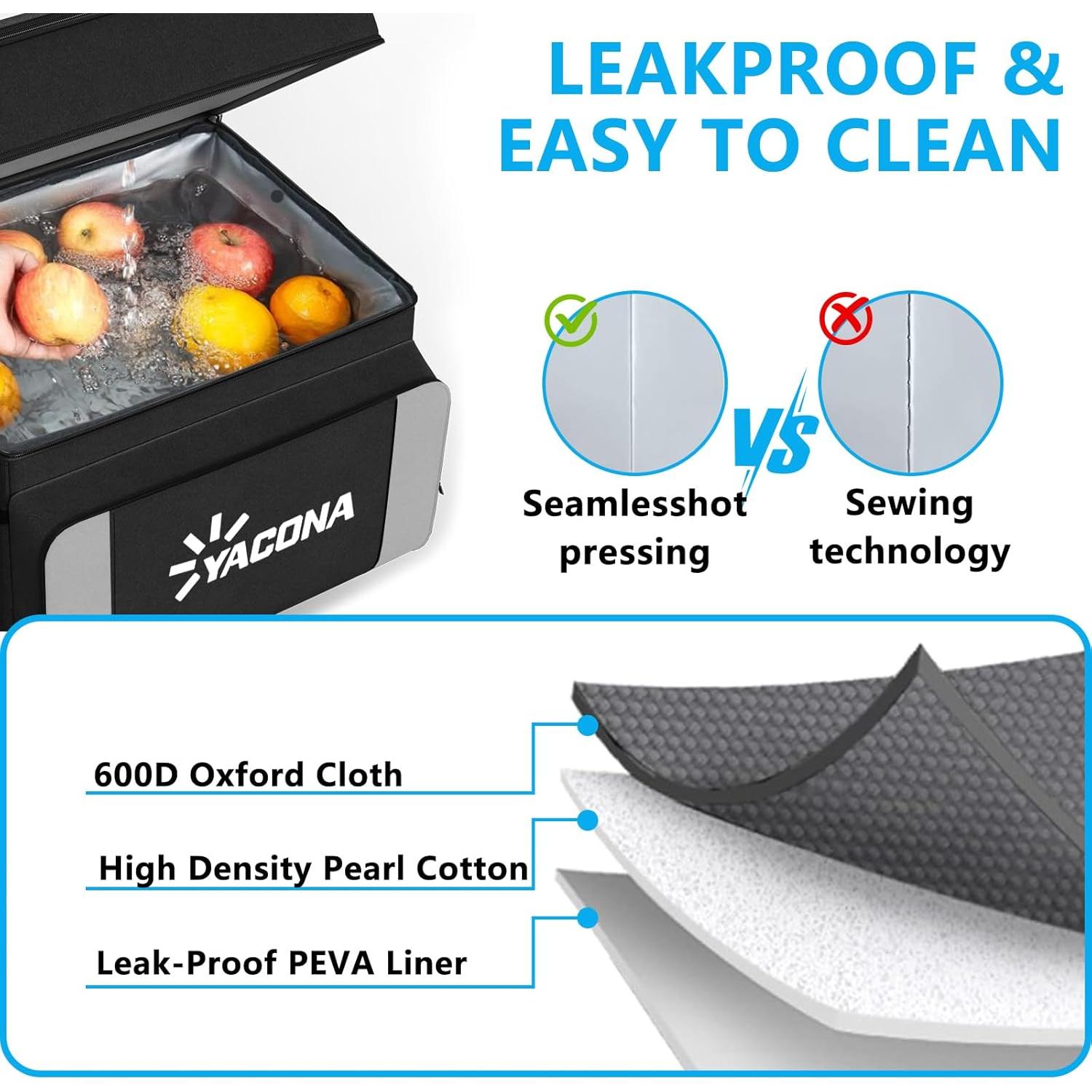 Enfriador Rodante Doerpuz 60L Aislado Plegable Negro Gris