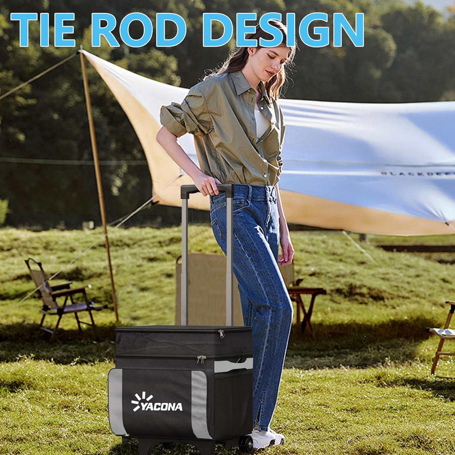 Enfriador Rodante Doerpuz 60L Aislado Plegable Negro Gris