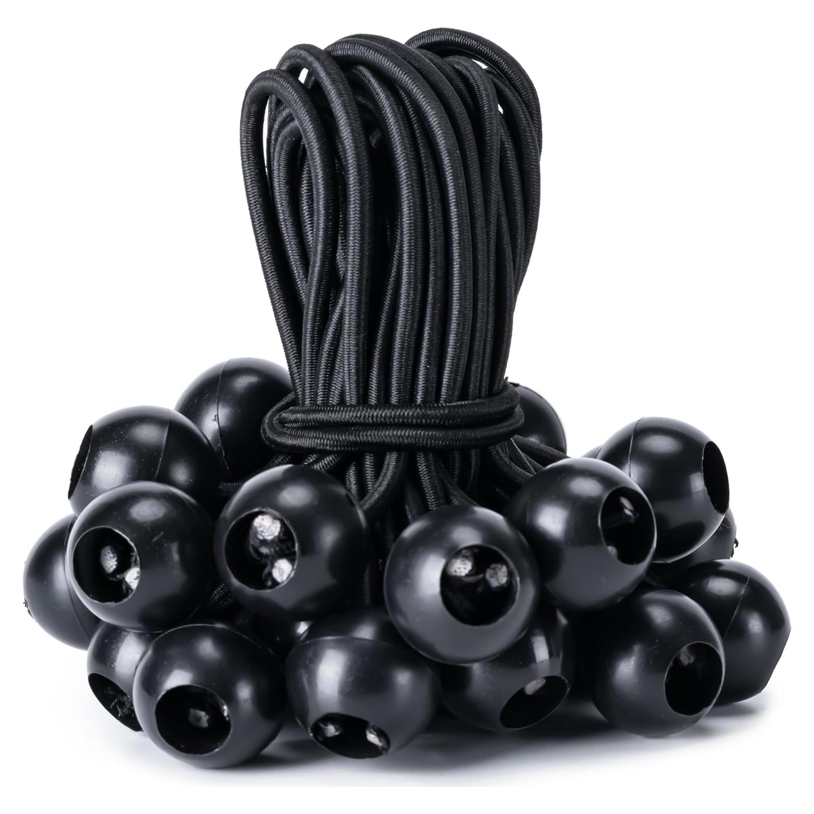 30 Bolas de Bungee Aegero 10.16 cm Alta Resistencia Negro