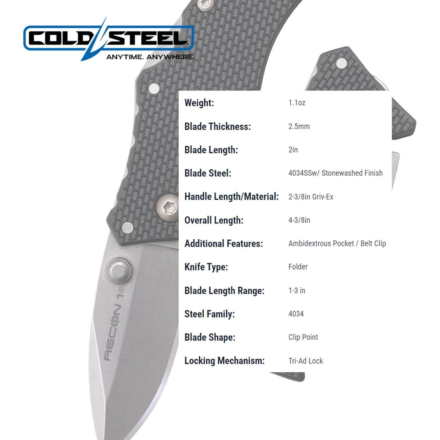 Cuchillo Plegable Cold Steel Micro Recon 1 6.35cm Griv-Ex