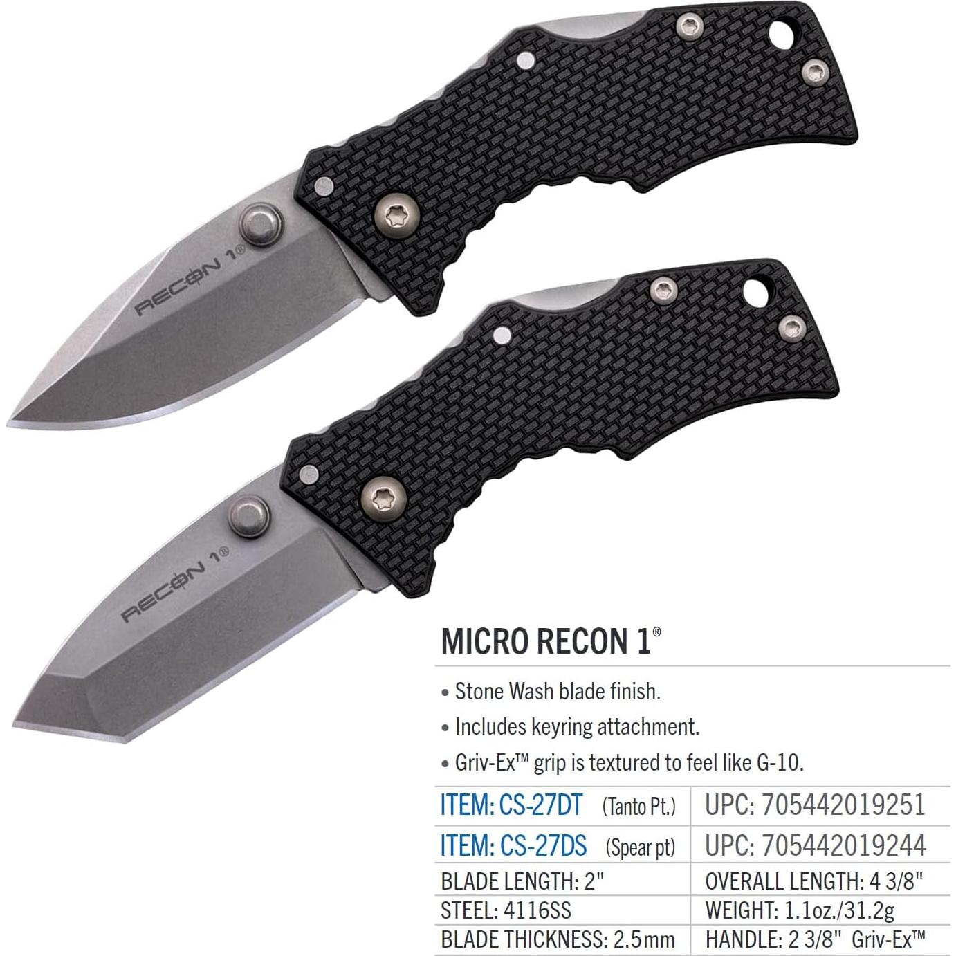 Cuchillo Plegable Cold Steel Micro Recon 1 6.35cm Griv-Ex