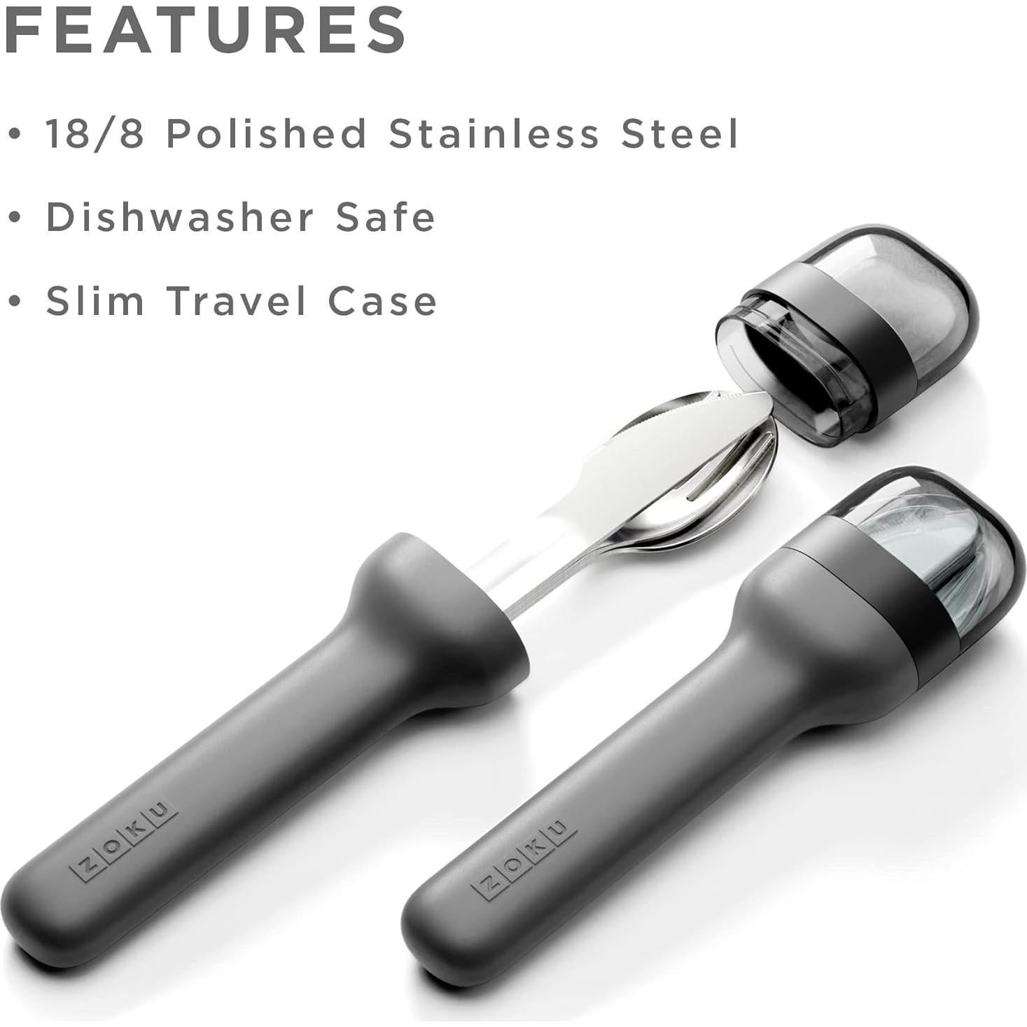 Juego de Utensilios Portátiles ZOKU - Acero Inoxidable 3 Piezas