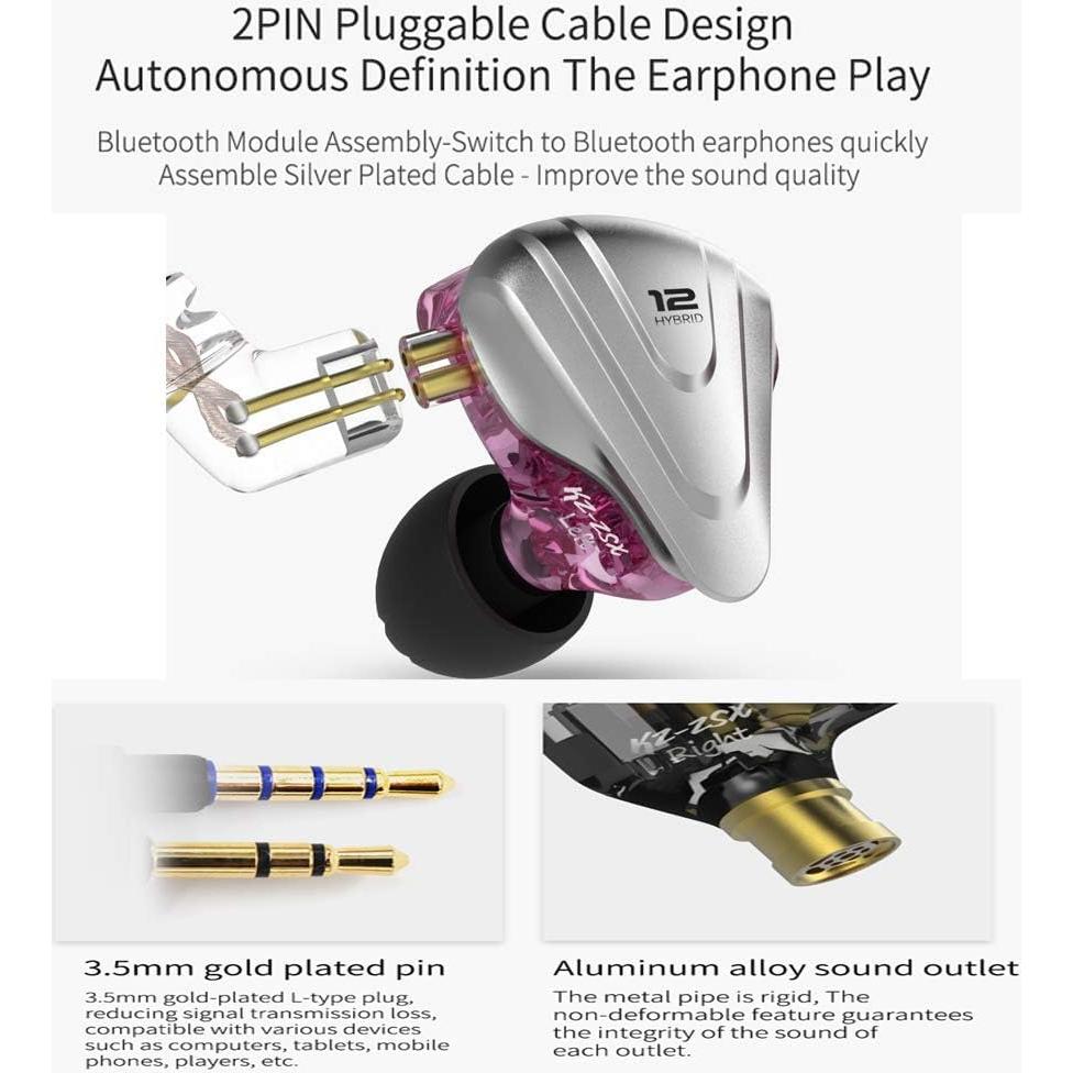 Auriculares In Ear KINBOOFI KZ ZSX HiFi 5BA 1DD Negro