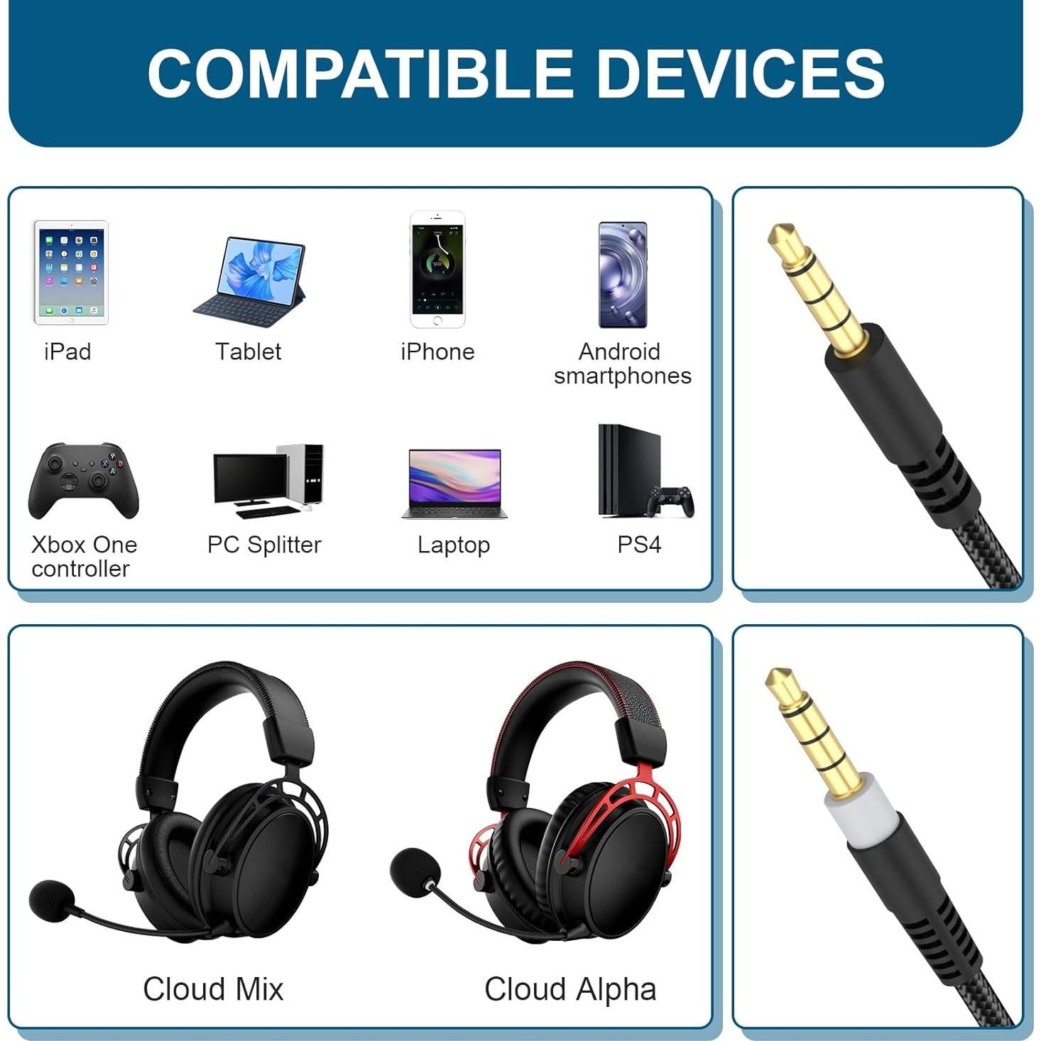 Cable de Reemplazo HyperX Cloud Alpha 1.5m - Control Volumen