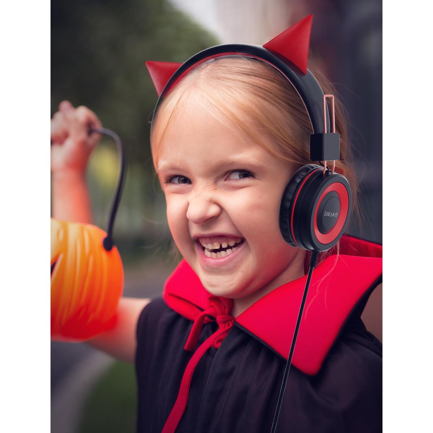 Auriculares Plegables SIMJAR para Niños con Cuernos de Demonio