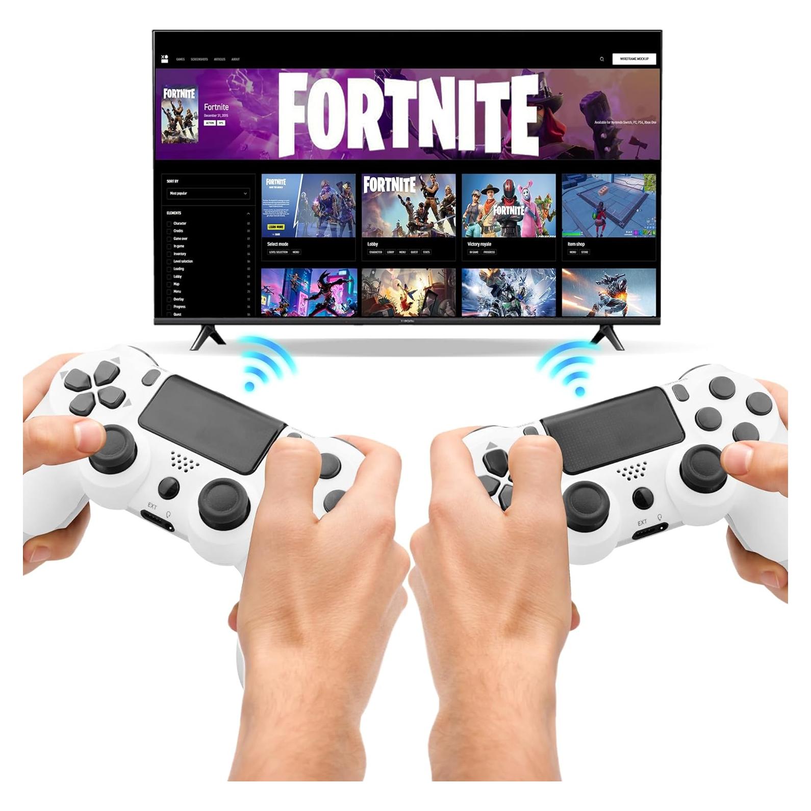 Controlador Inalámbrico PS4 Were66 Blanco 2 Paquetes 1200mAh