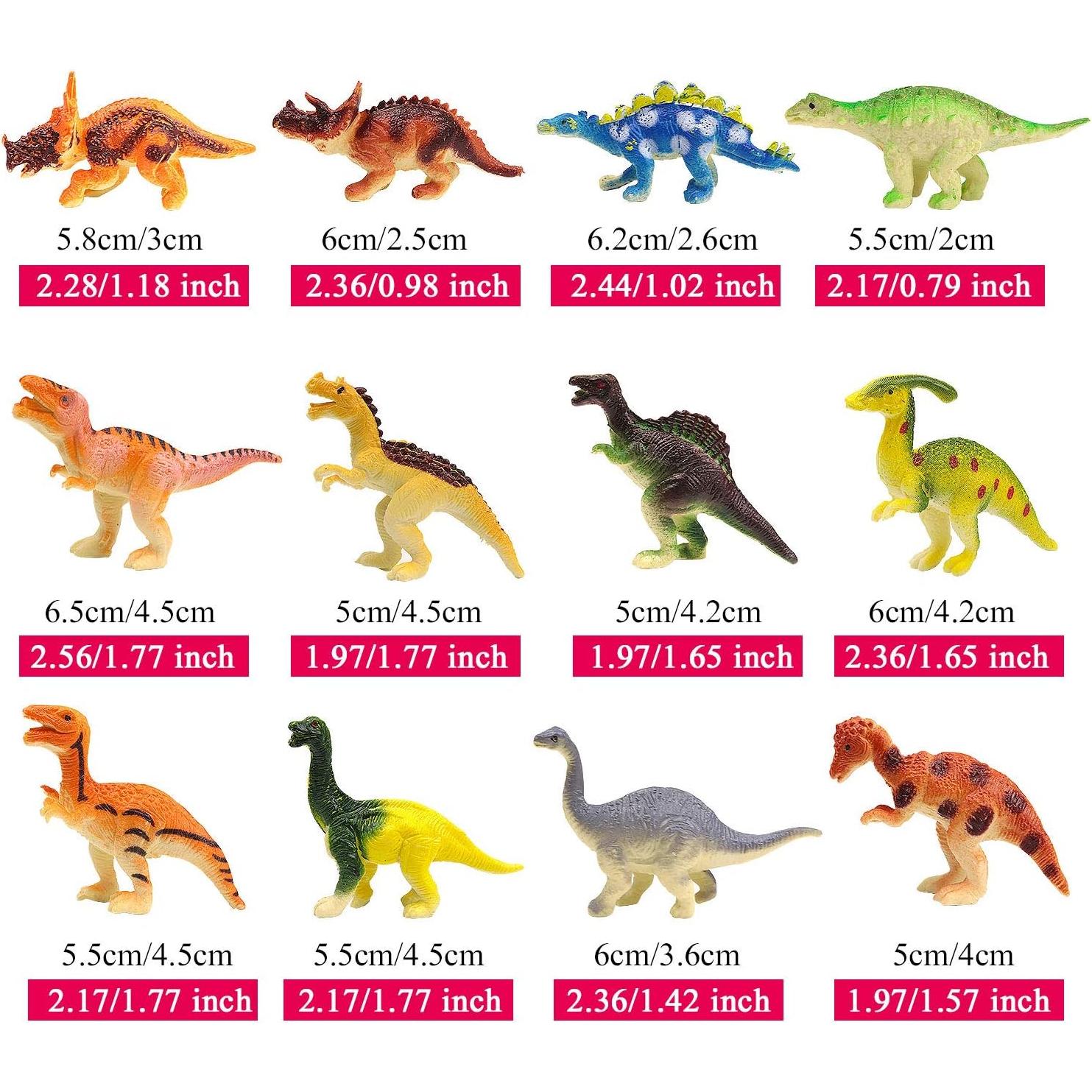 Figuras de Dinosaurios HAPTIME, Miniaturas 12 Piezas 5 cm
