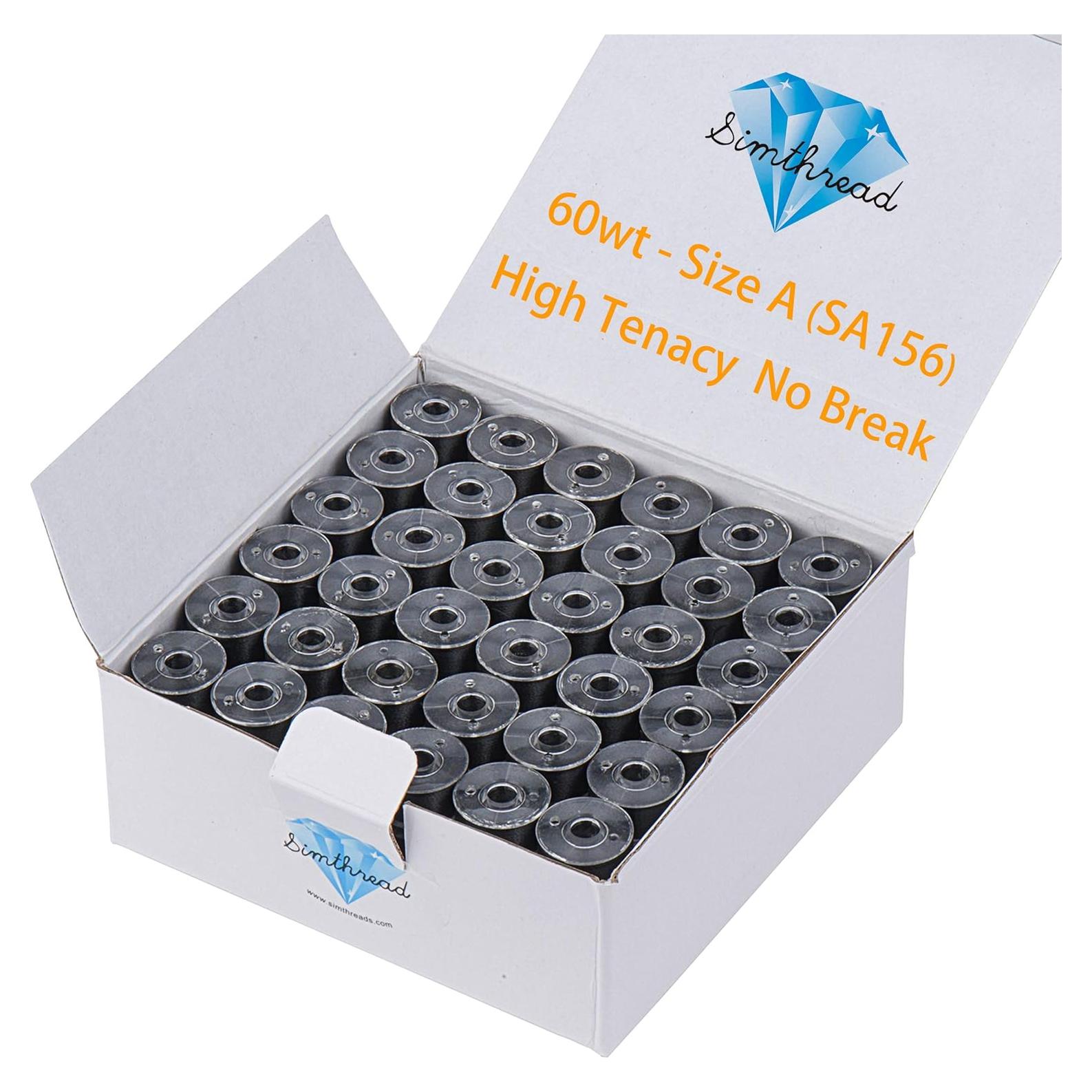 Hilos de Bordado Pre-enrollados Simthread 144pcs 60wt Negro