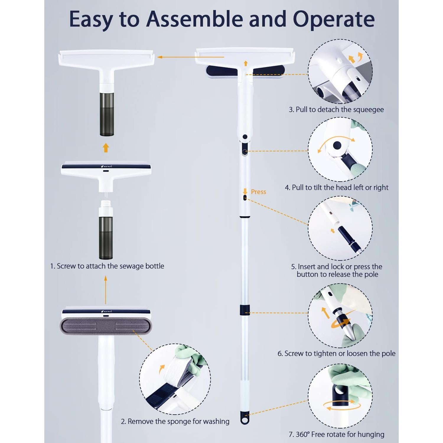 Limpiaparabrisas de Ventana Red Horn con Mango Extensible 2 en 1