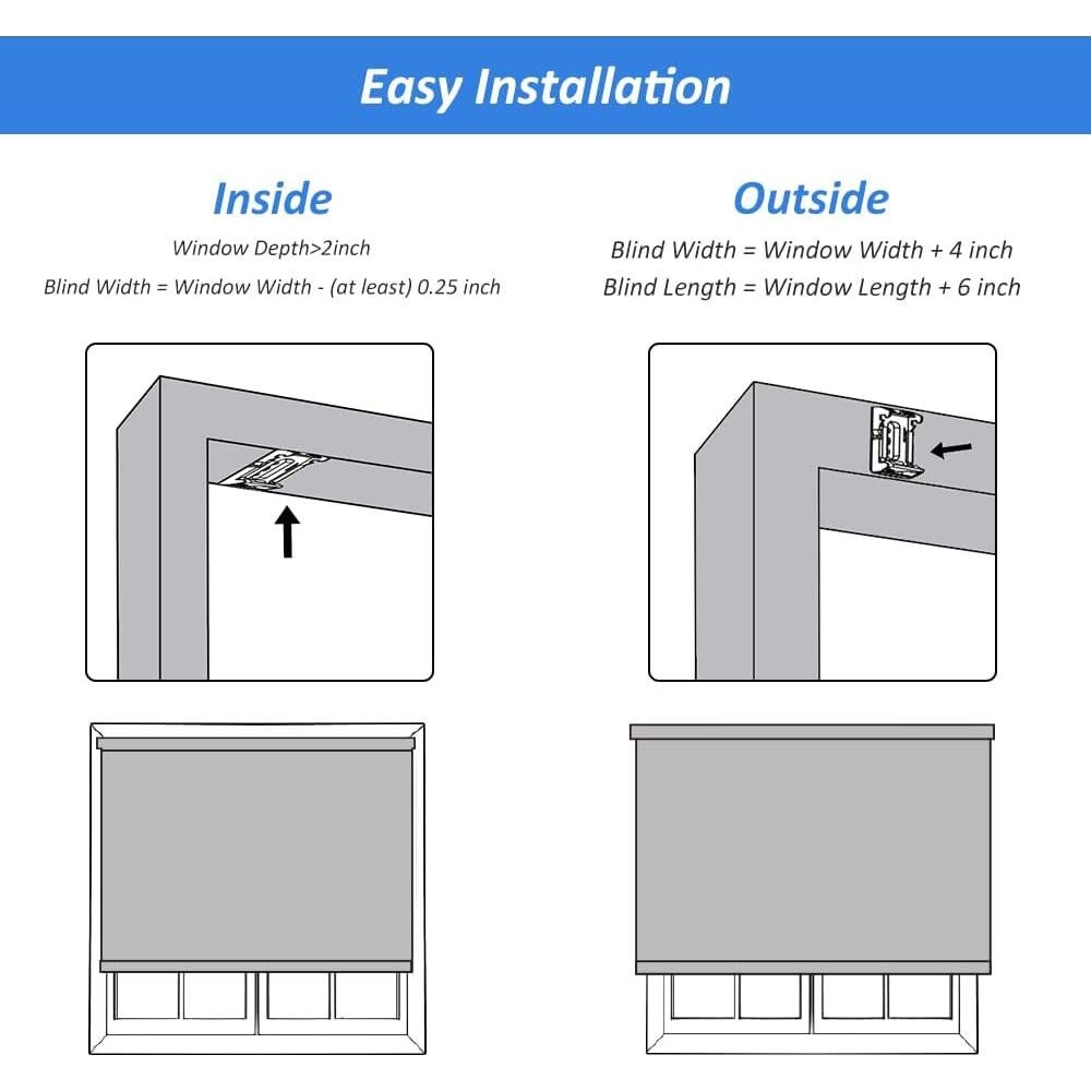 Cortinas Enrollables LUCKUP 50.8x182.88 cm Filtrantes Luz Blanca