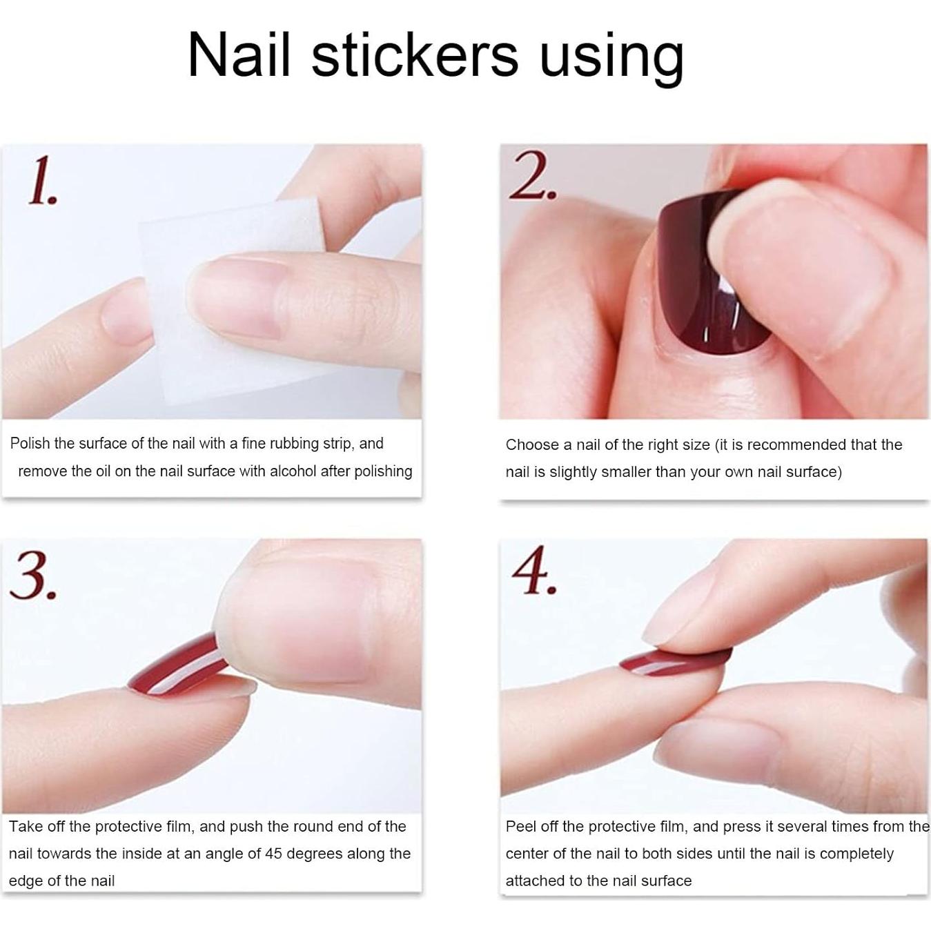 24 Uñas Postizas Cortas Cuadradas WLGDLH con Rhinestones