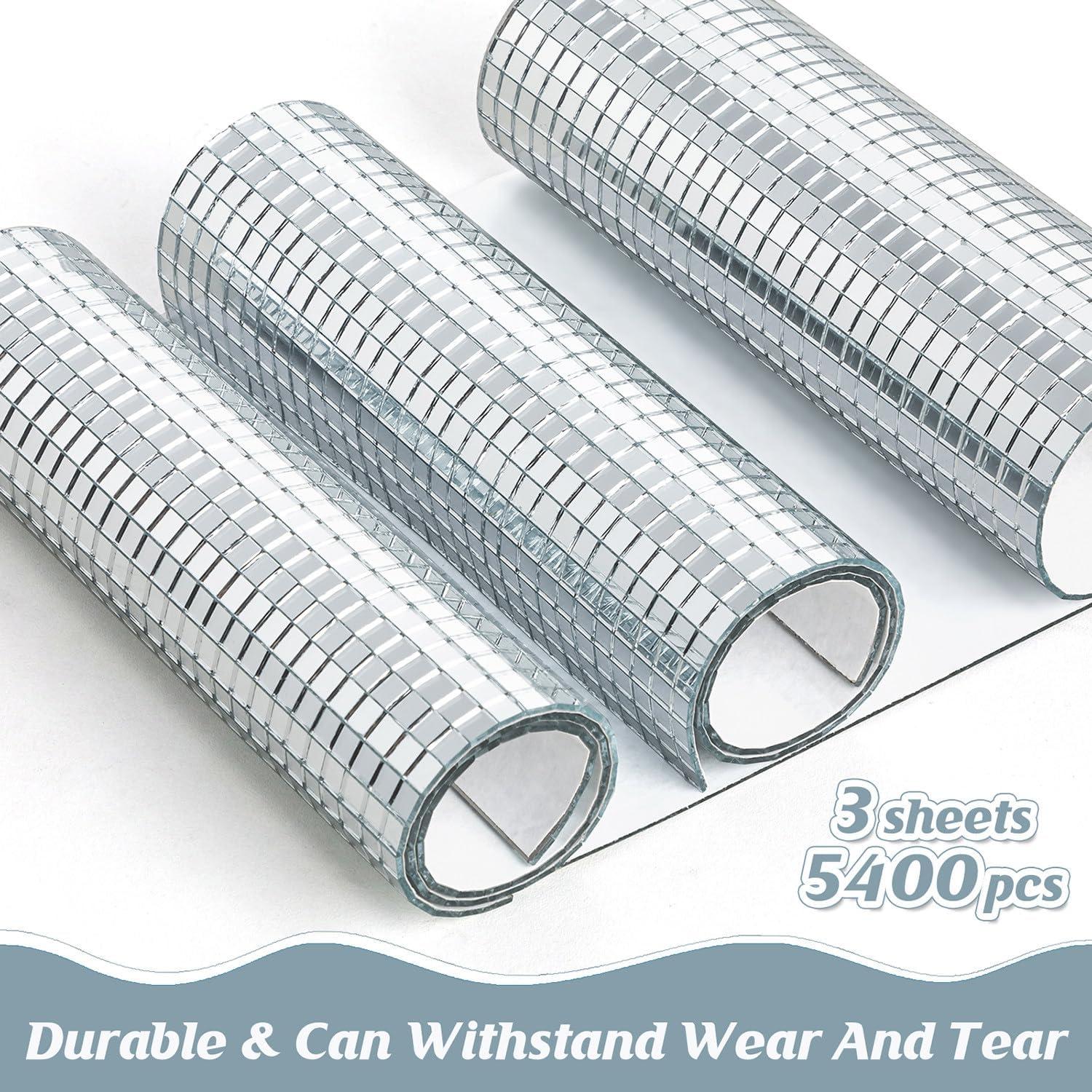 5400 Azulejos de Espejo Mosaico MGZTTHW 5x5mm Autoadhesivos