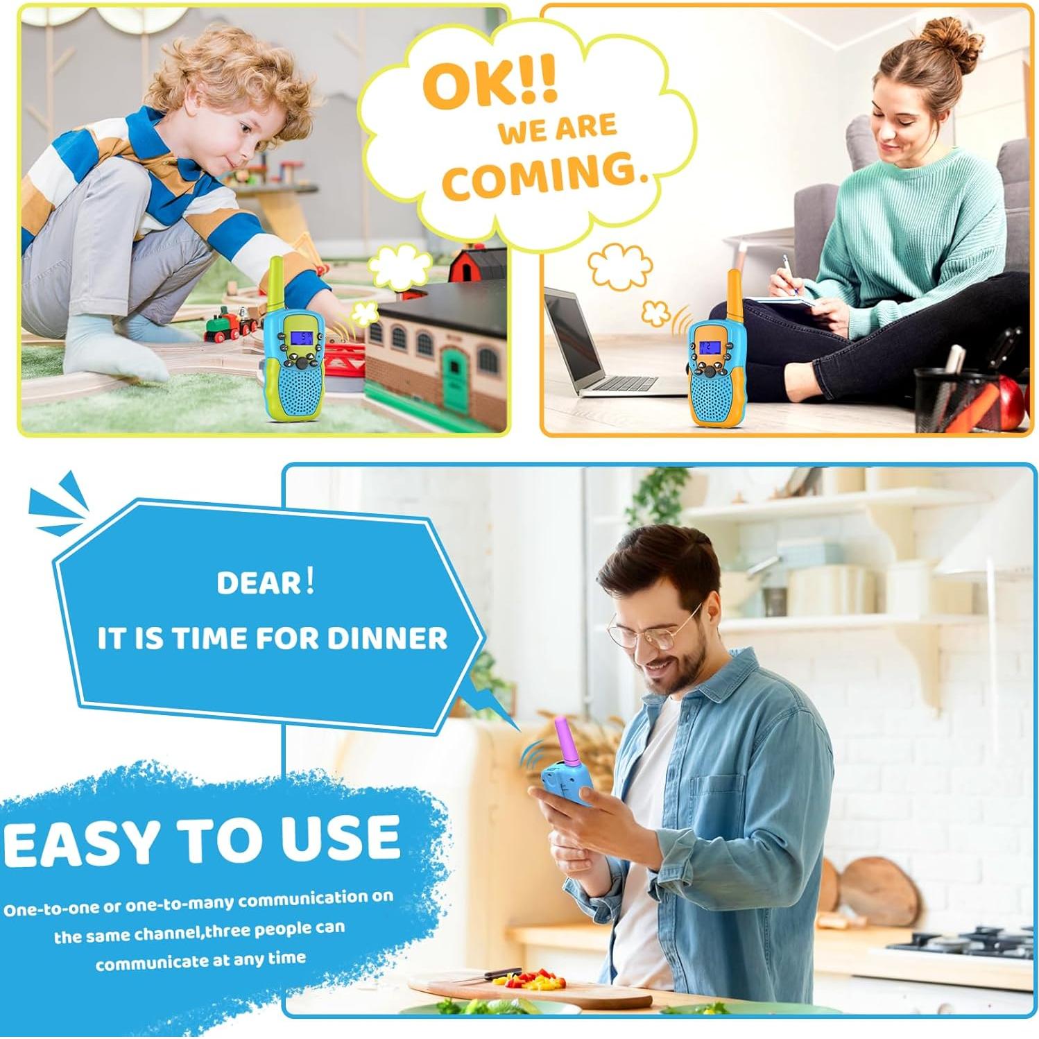 Walkie Talkies Selieve para Niños - Paquete de 3 - Rango 3 KM