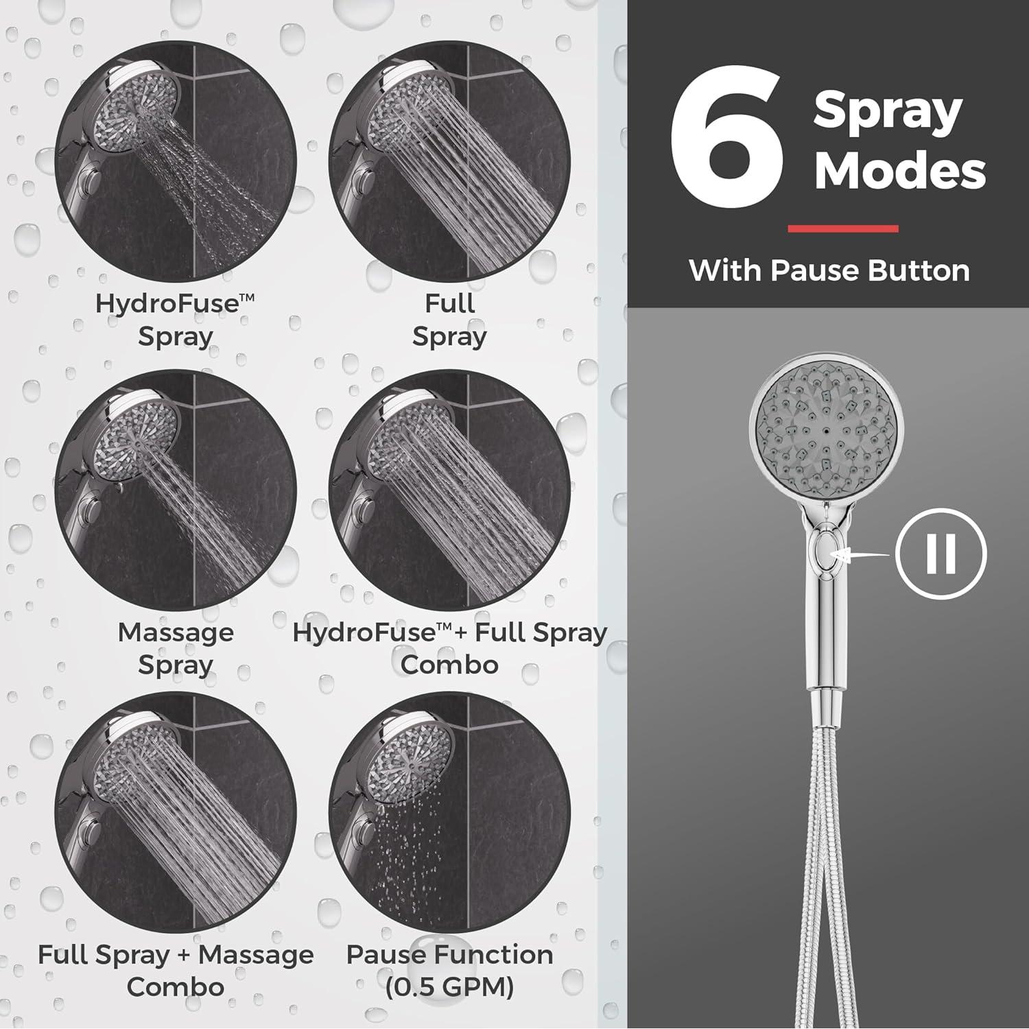 Cabezal de Ducha Portátil Pfister HydroFuse 6 Funciones Cromado