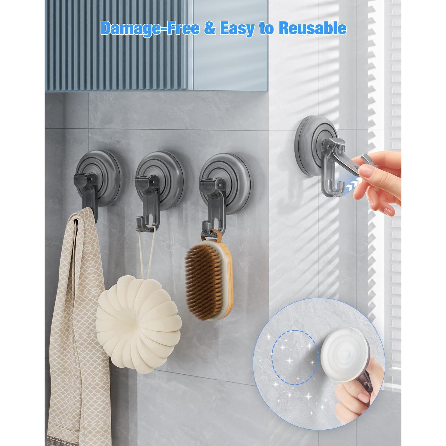 Ganchos de Ducha JOTPE con Ventosa 4 Pack Alta Resistencia 10 kg