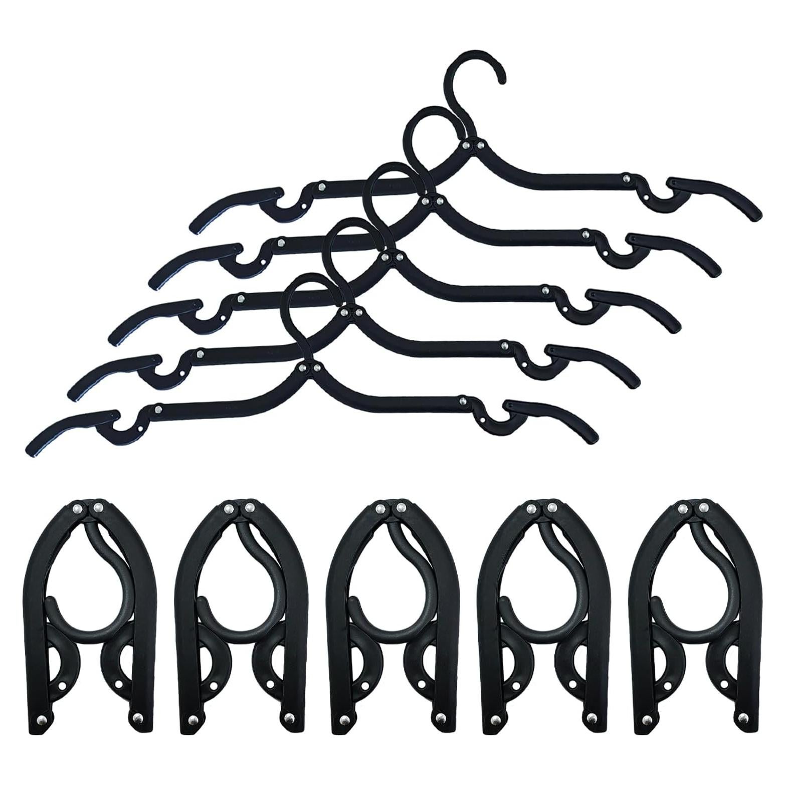 10 Perchas de Viaje Plegables CADEVED - Antideslizantes, Negras