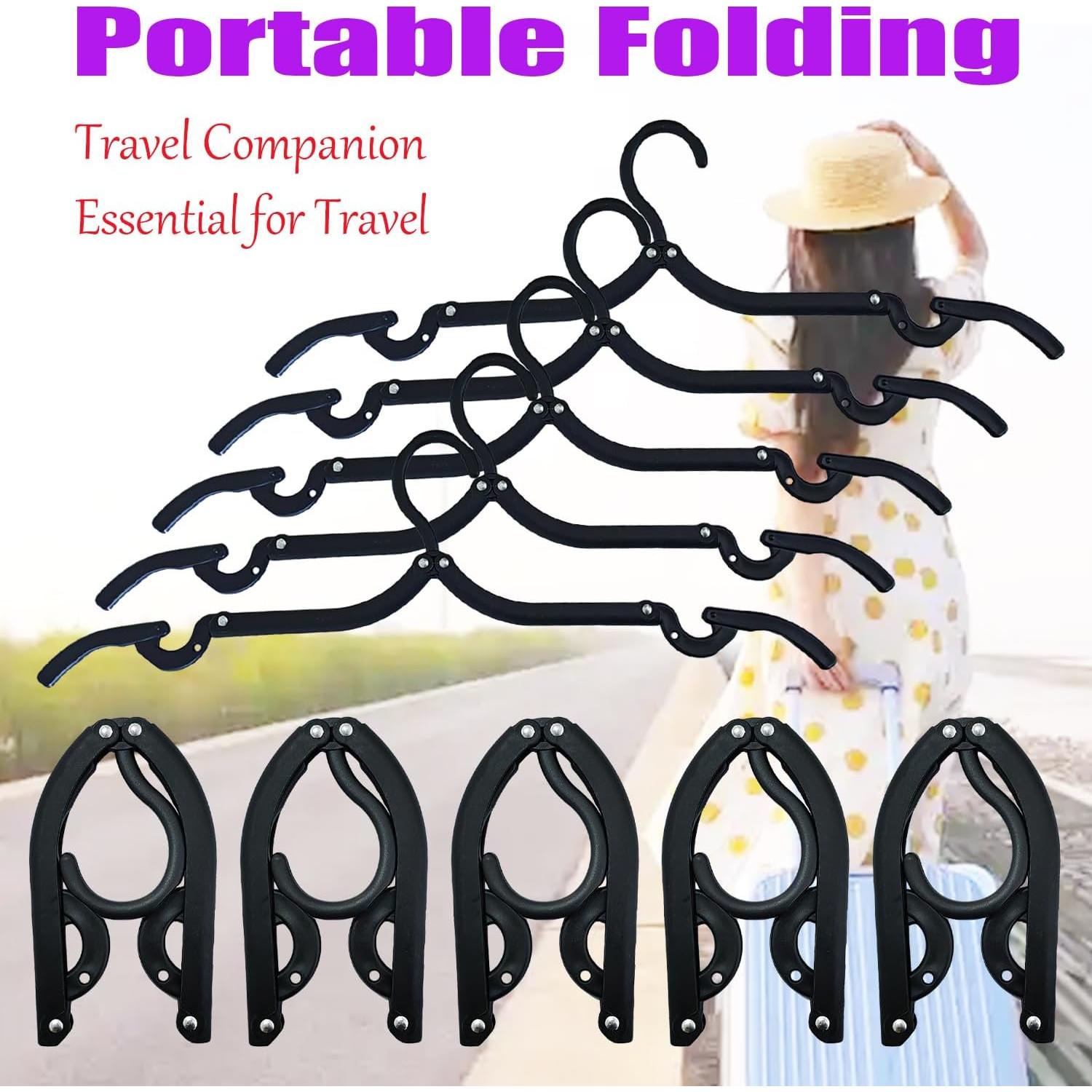 10 Perchas de Viaje Plegables CADEVED - Antideslizantes, Negras