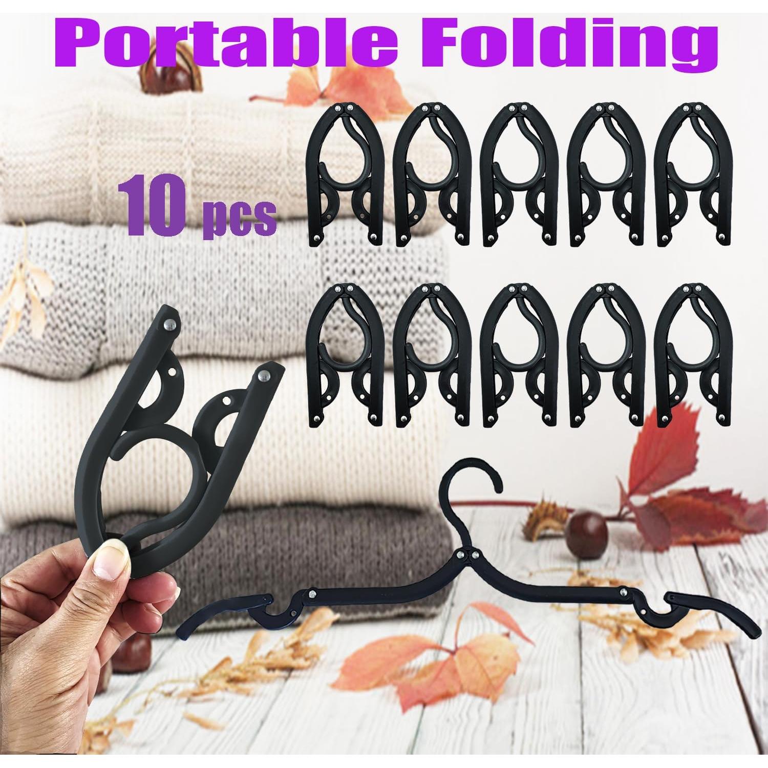 10 Perchas de Viaje Plegables CADEVED - Antideslizantes, Negras