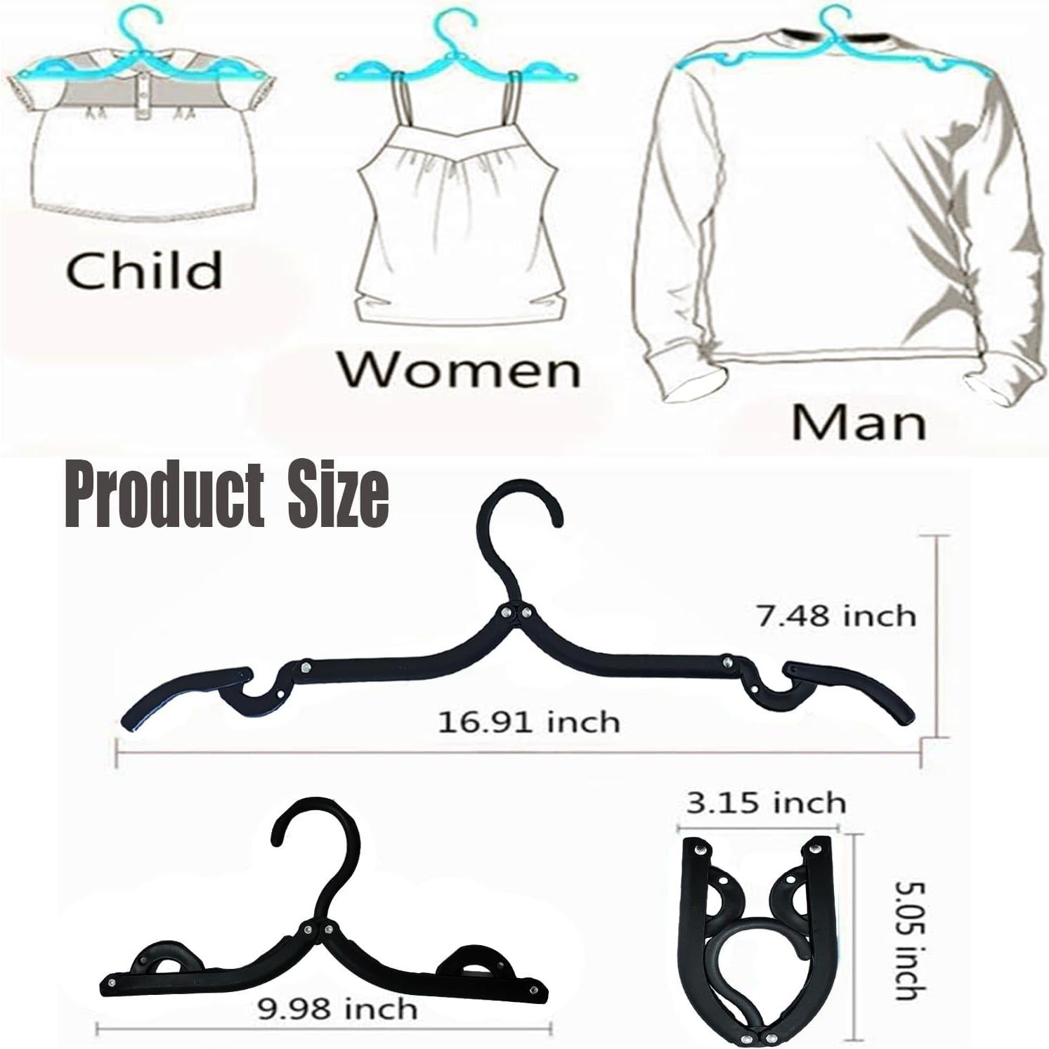 10 Perchas de Viaje Plegables CADEVED - Antideslizantes, Negras