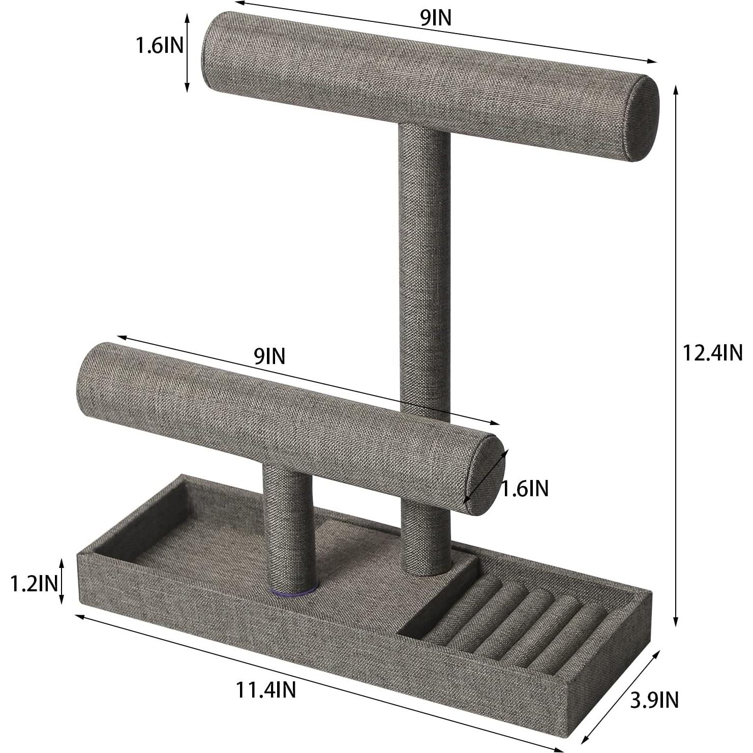 Soporte Organizador de Joyería Coward 2 Niveles Lino Gris