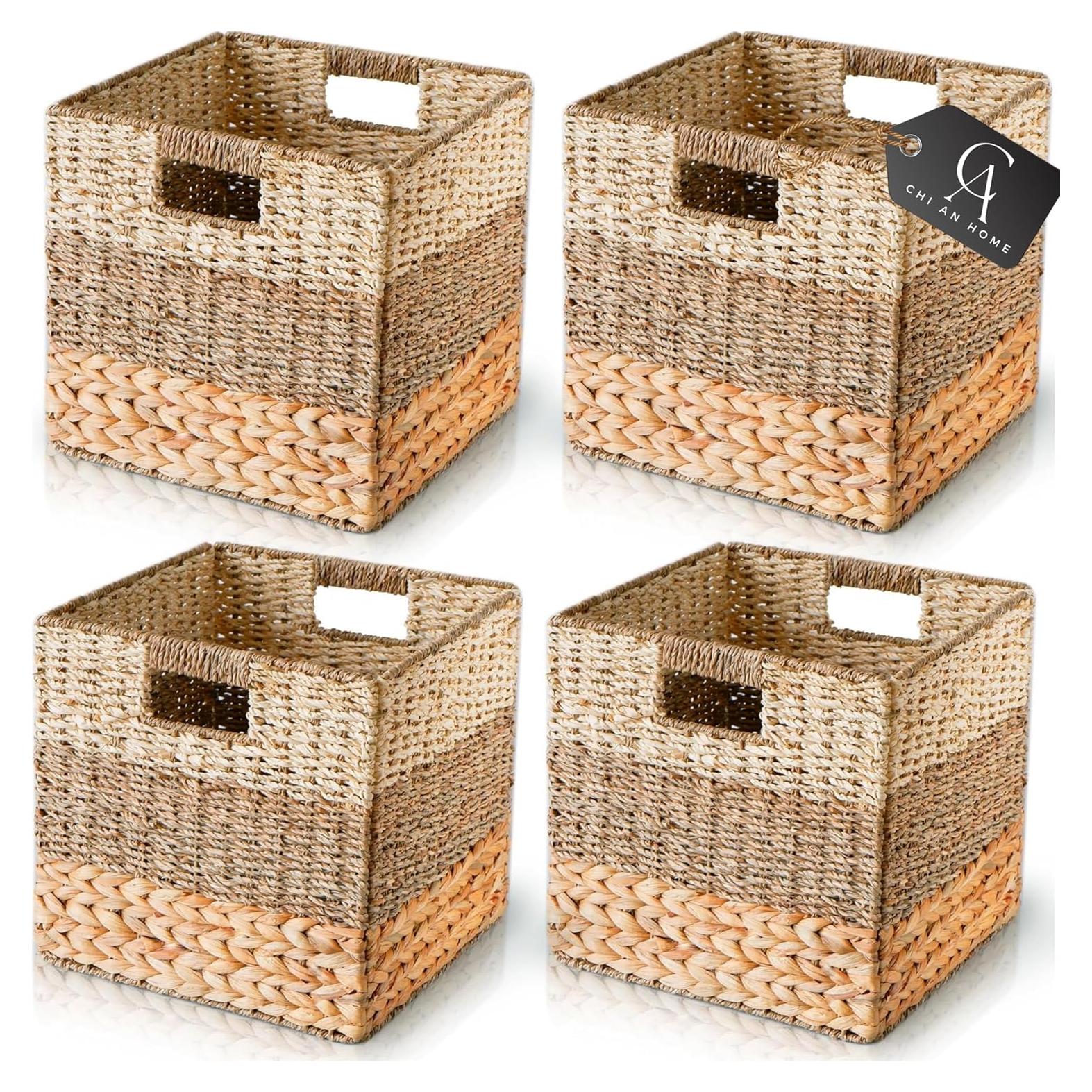 Cestas de Almacenamiento de Mimbre Natural Chi An Home 26.7cm - Paquete de 4