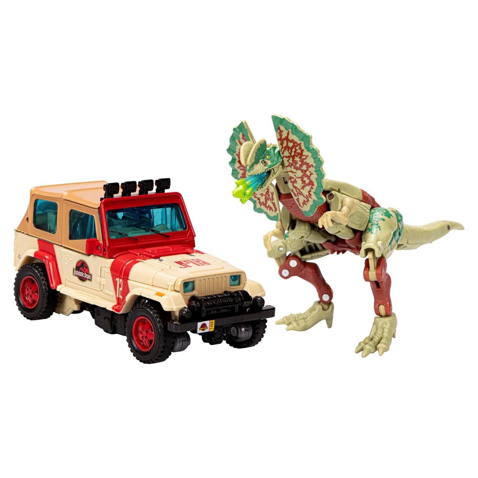 Transformers Jurassic Park x Hasbro Dilophocon y Autobot JP12