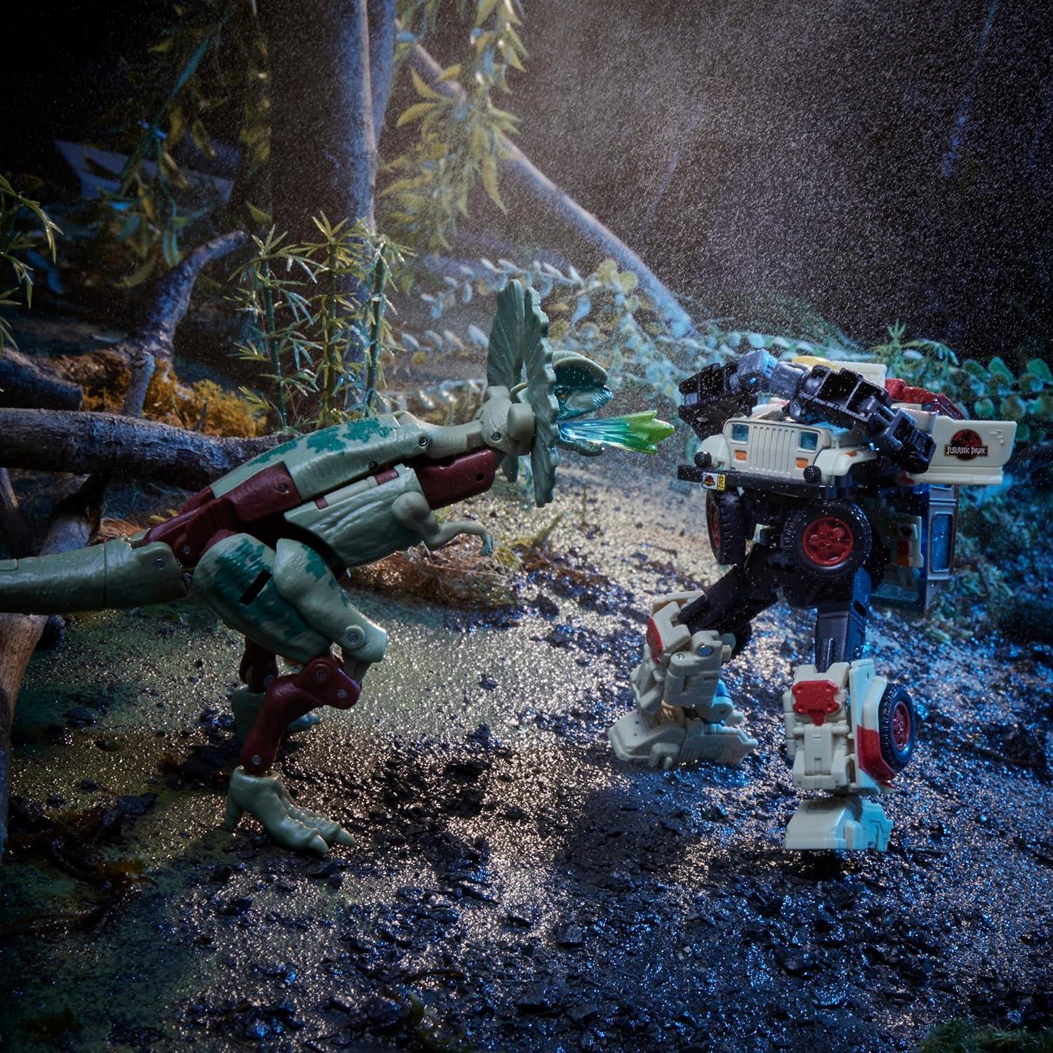 Transformers Jurassic Park x Hasbro Dilophocon y Autobot JP12