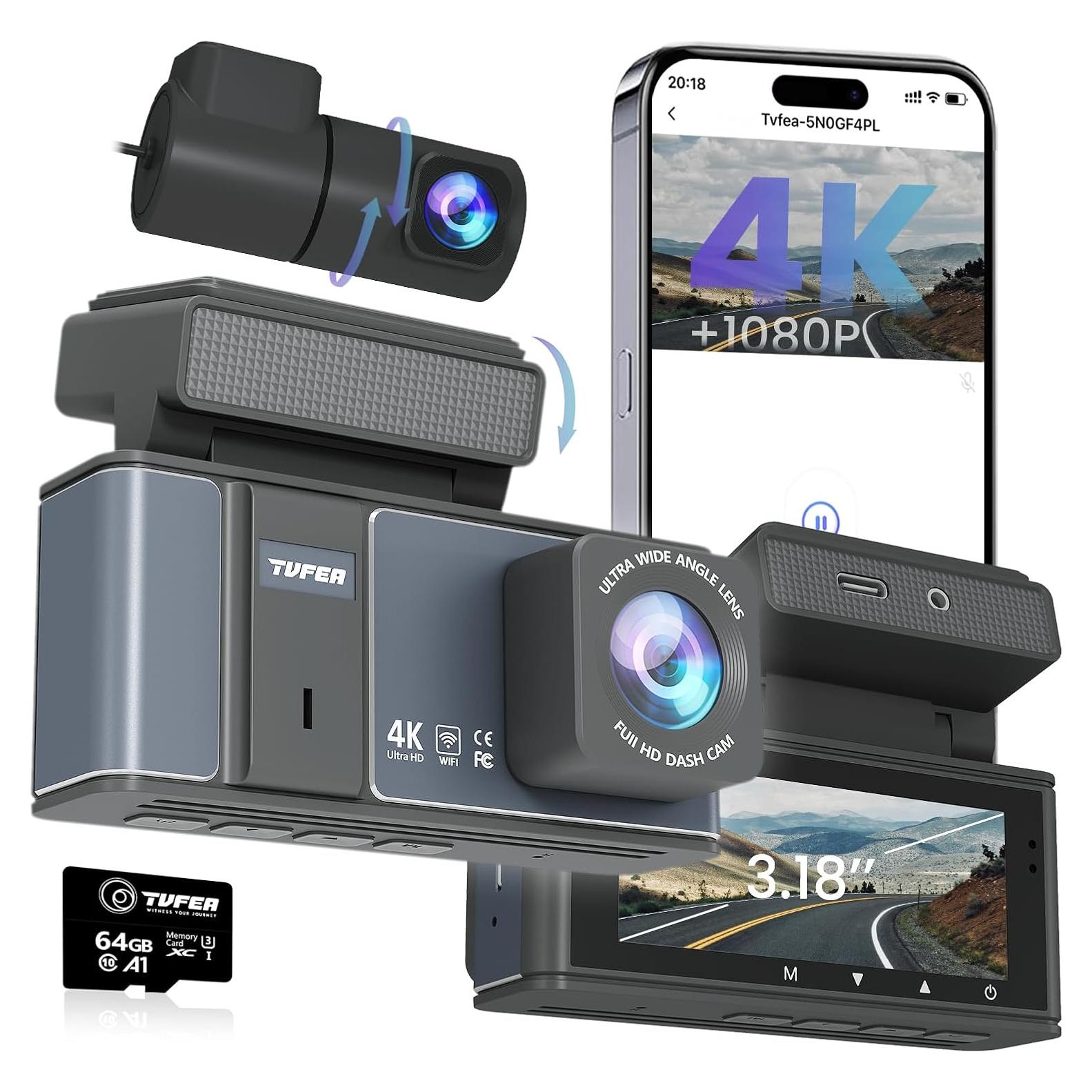 Cámara Dash 4K TVFEA C5S Delantera y Trasera con Wi-Fi