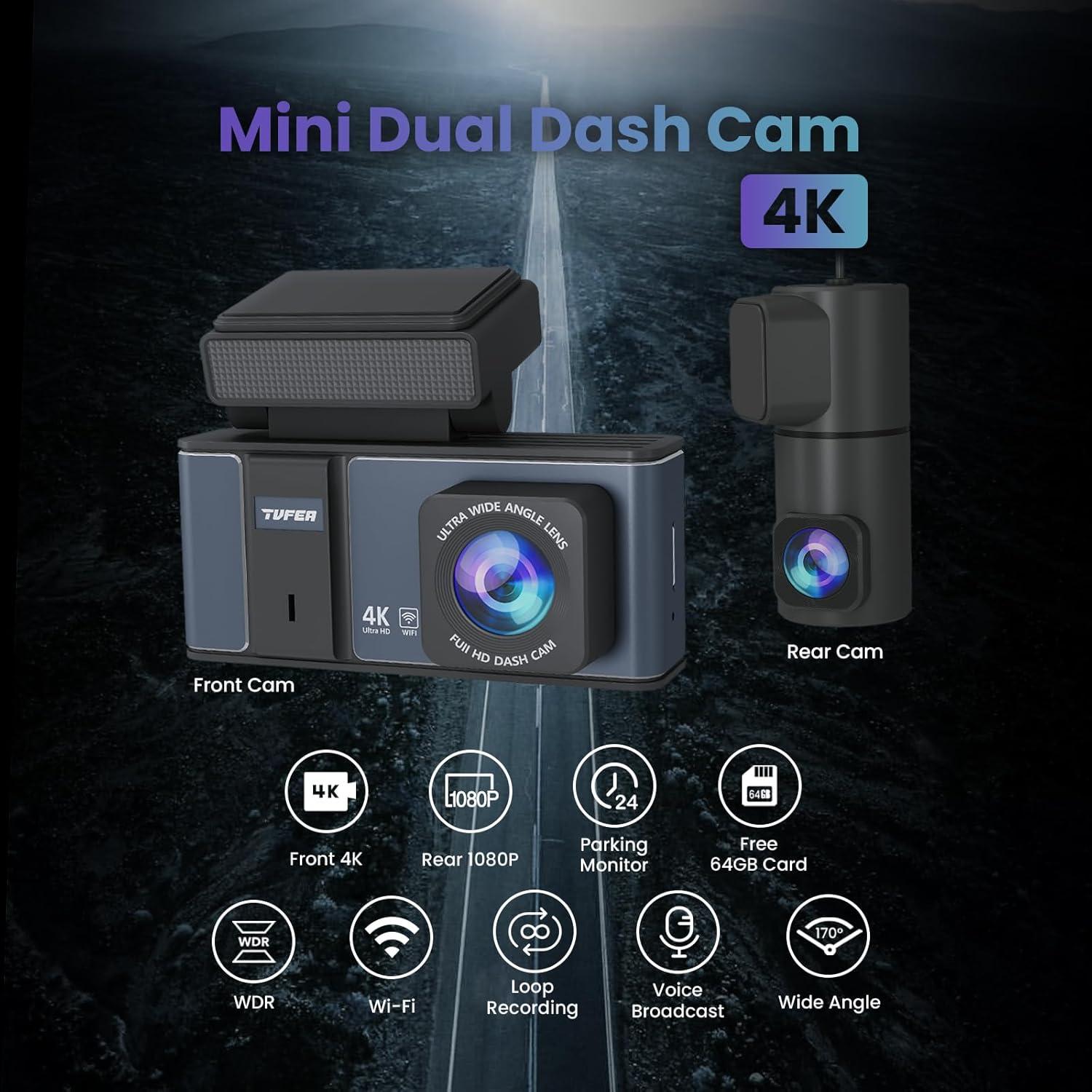 Cámara Dash 4K TVFEA C5S Delantera y Trasera con Wi-Fi
