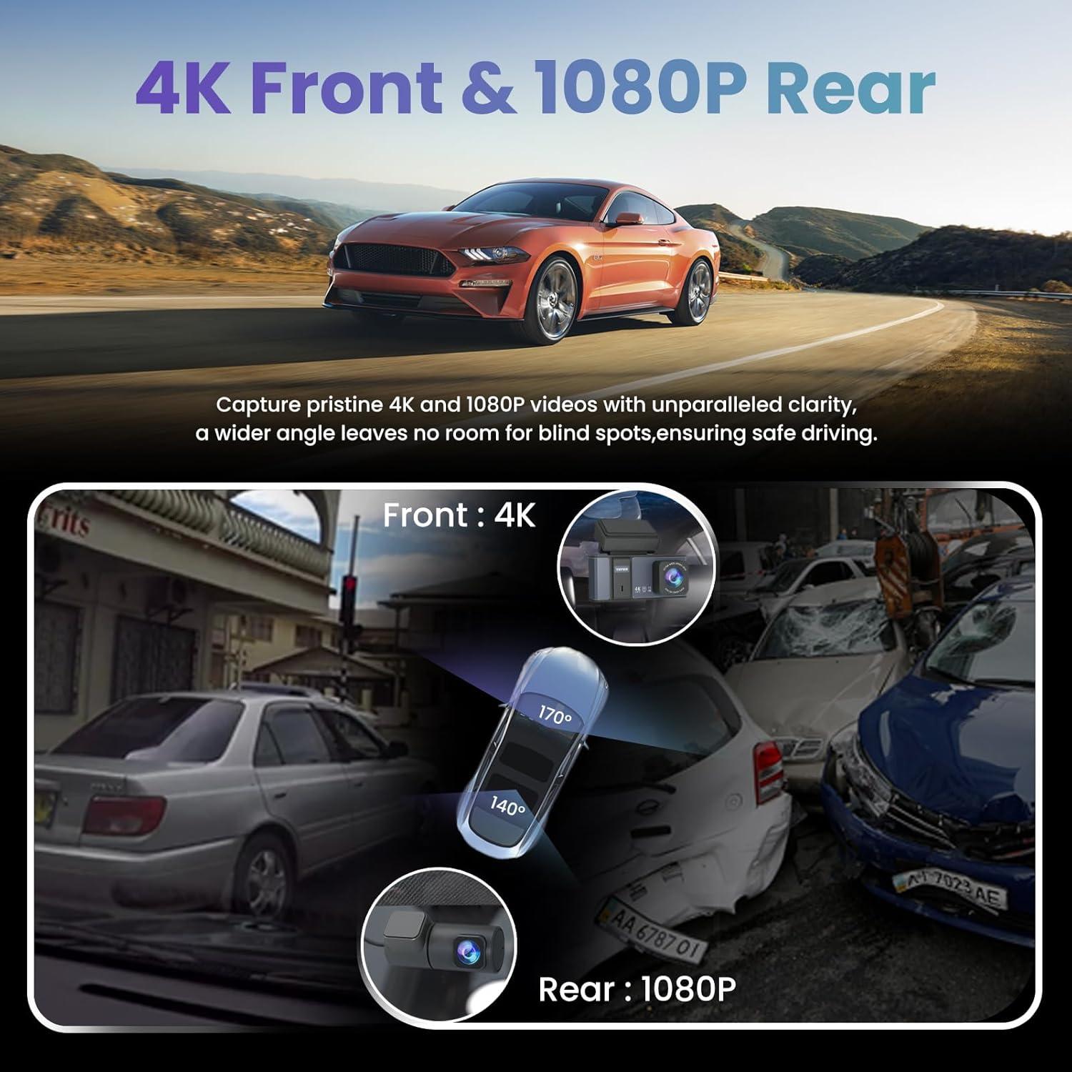 Cámara Dash 4K TVFEA C5S Delantera y Trasera con Wi-Fi