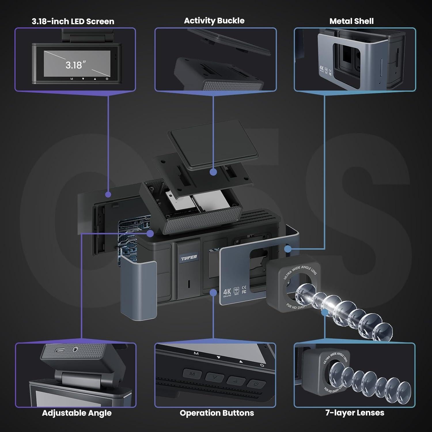 Cámara Dash 4K TVFEA C5S Delantera y Trasera con Wi-Fi