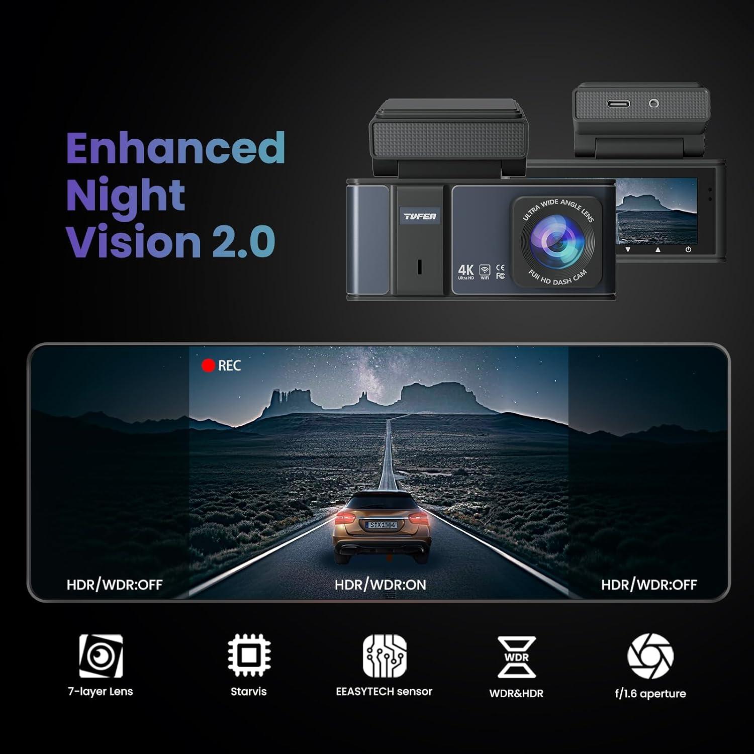 Cámara Dash 4K TVFEA C5S Delantera y Trasera con Wi-Fi