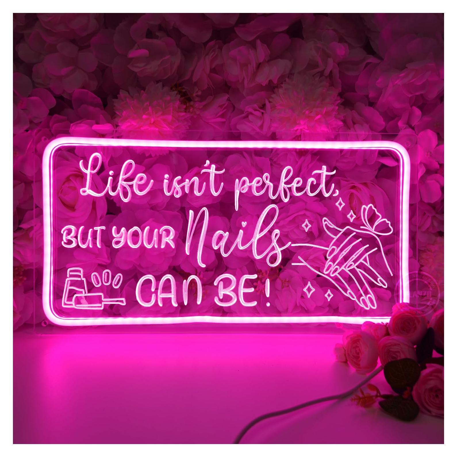 Señal de Neón LED UÑAS 3D Rosa 40 cm con USB - Goldenleader