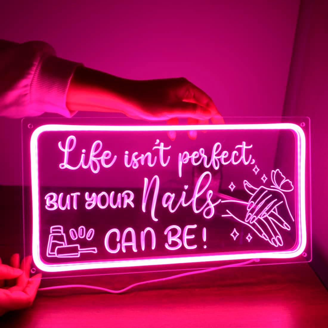 Señal de Neón LED UÑAS 3D Rosa 40 cm con USB - Goldenleader