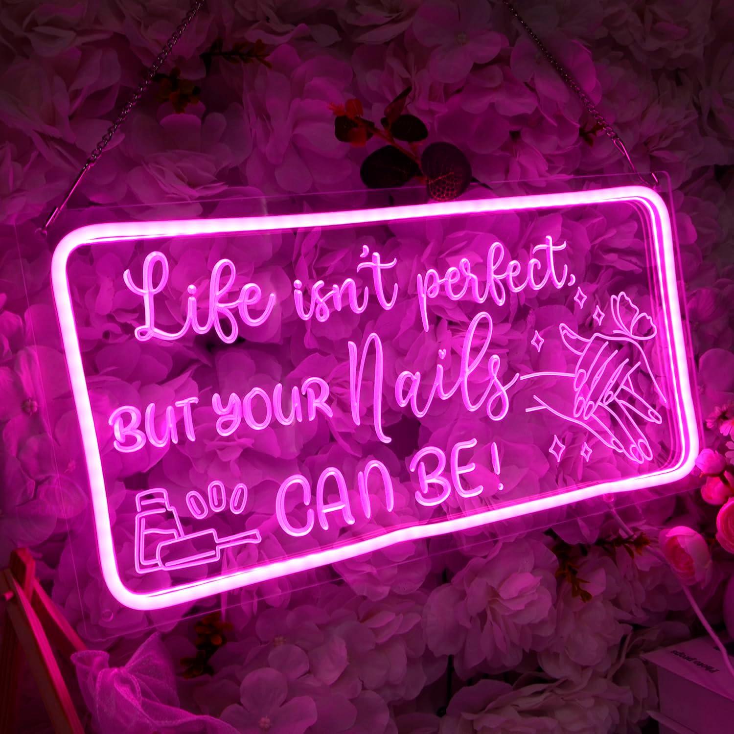 Señal de Neón LED UÑAS 3D Rosa 40 cm con USB - Goldenleader