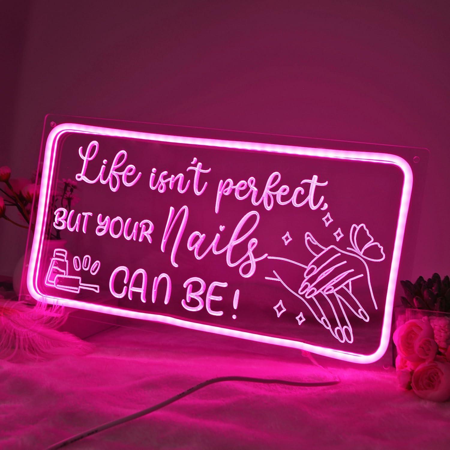 Señal de Neón LED UÑAS 3D Rosa 40 cm con USB - Goldenleader