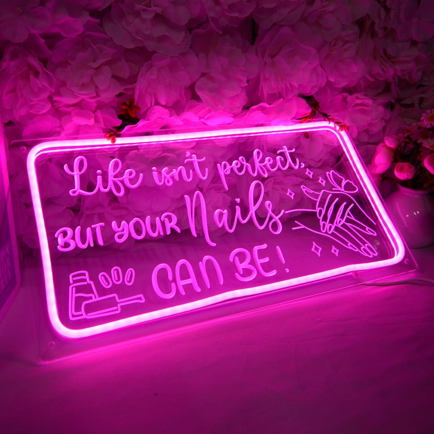 Señal de Neón LED UÑAS 3D Rosa 40 cm con USB - Goldenleader