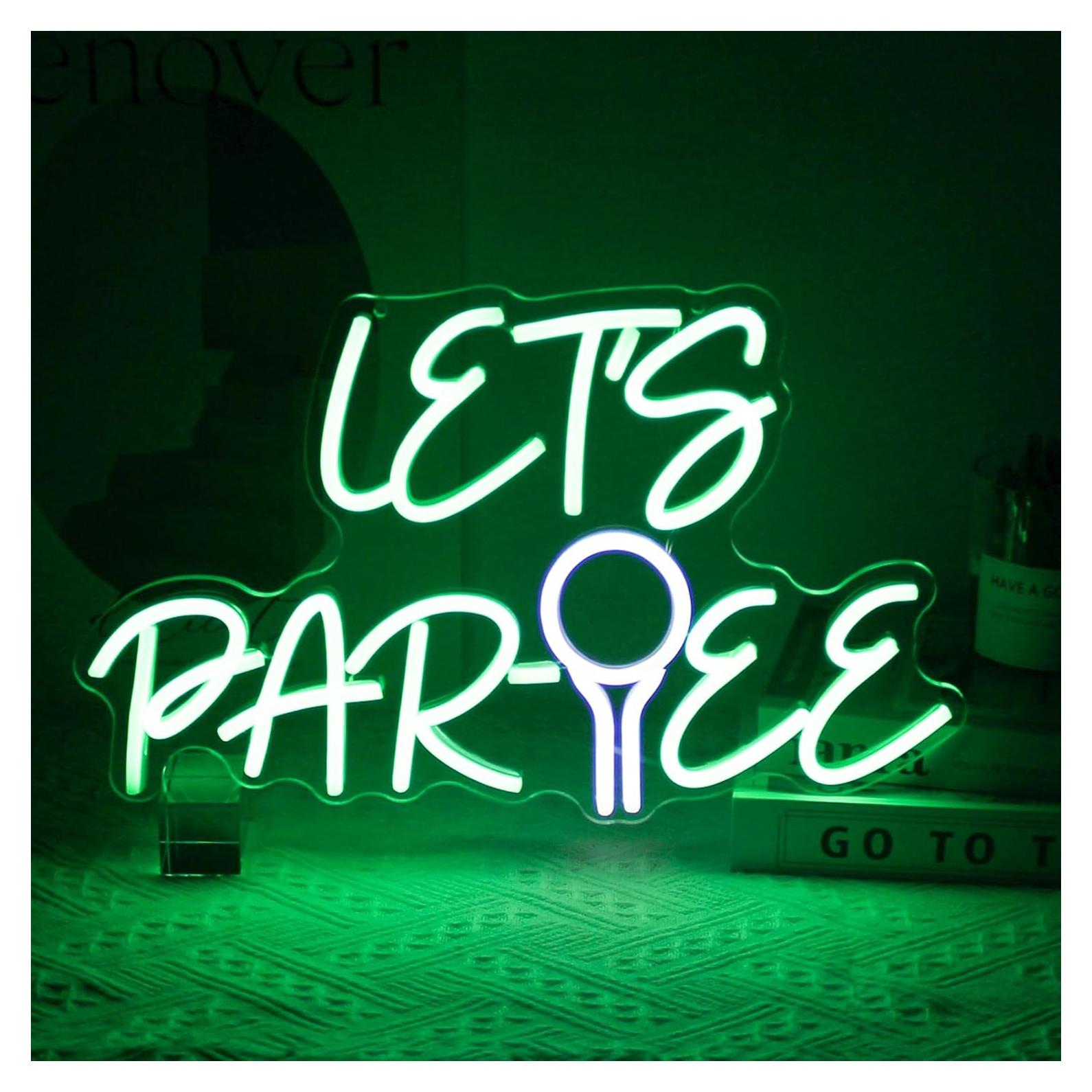 Letrero Neón Kullneon Let's Par Tee - Luz LED Golf 43x26.5cm